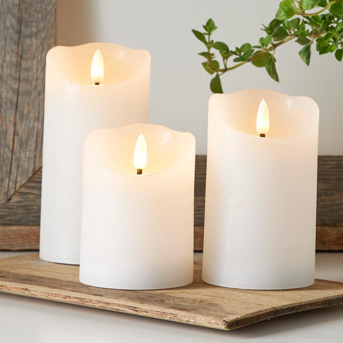STAR TRADING LED-Kerze LED Echtwachs-Kerze 3D FLAMME RUSTIC 5er Set weiß, warmweiß
