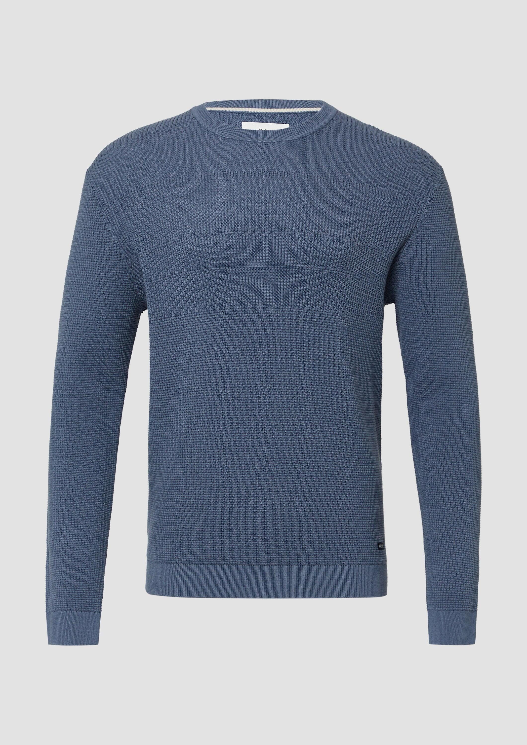 s.Oliver Longpullover Strickpullover Strukturmix-Pullover aus reiner Baumwolle