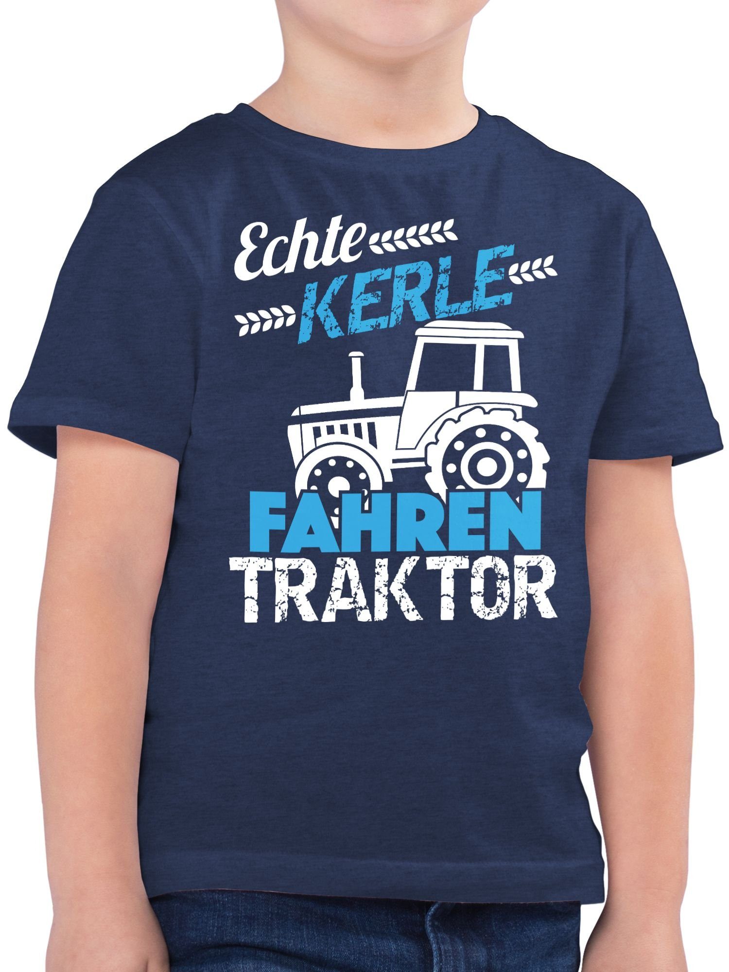 Traktor Echte Meliert 03 T-Shirt Traktor Kerle Dunkelblau fahren Shirtracer