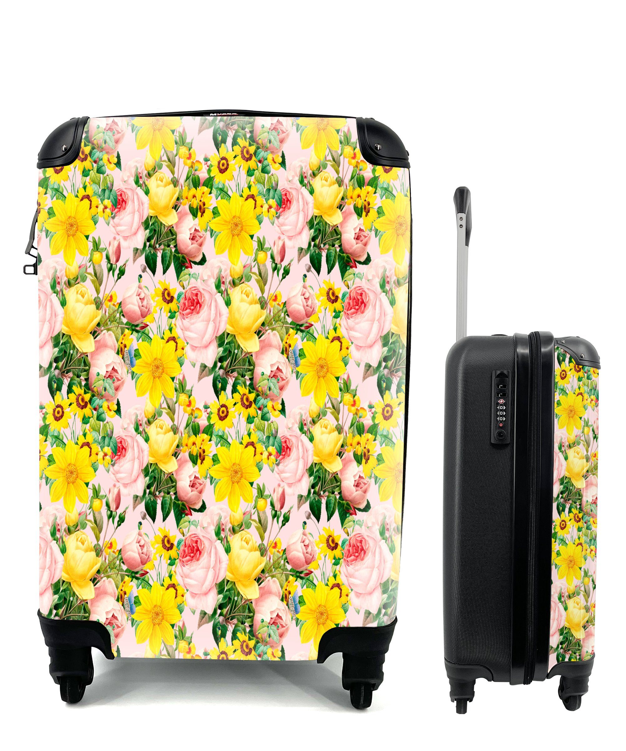 MuchoWow Handgepäckkoffer Blumen - Rosen - Farben, 4 Rollen, Reisetasche mit rollen, Handgepäck für Ferien, Trolley, Reisekoffer