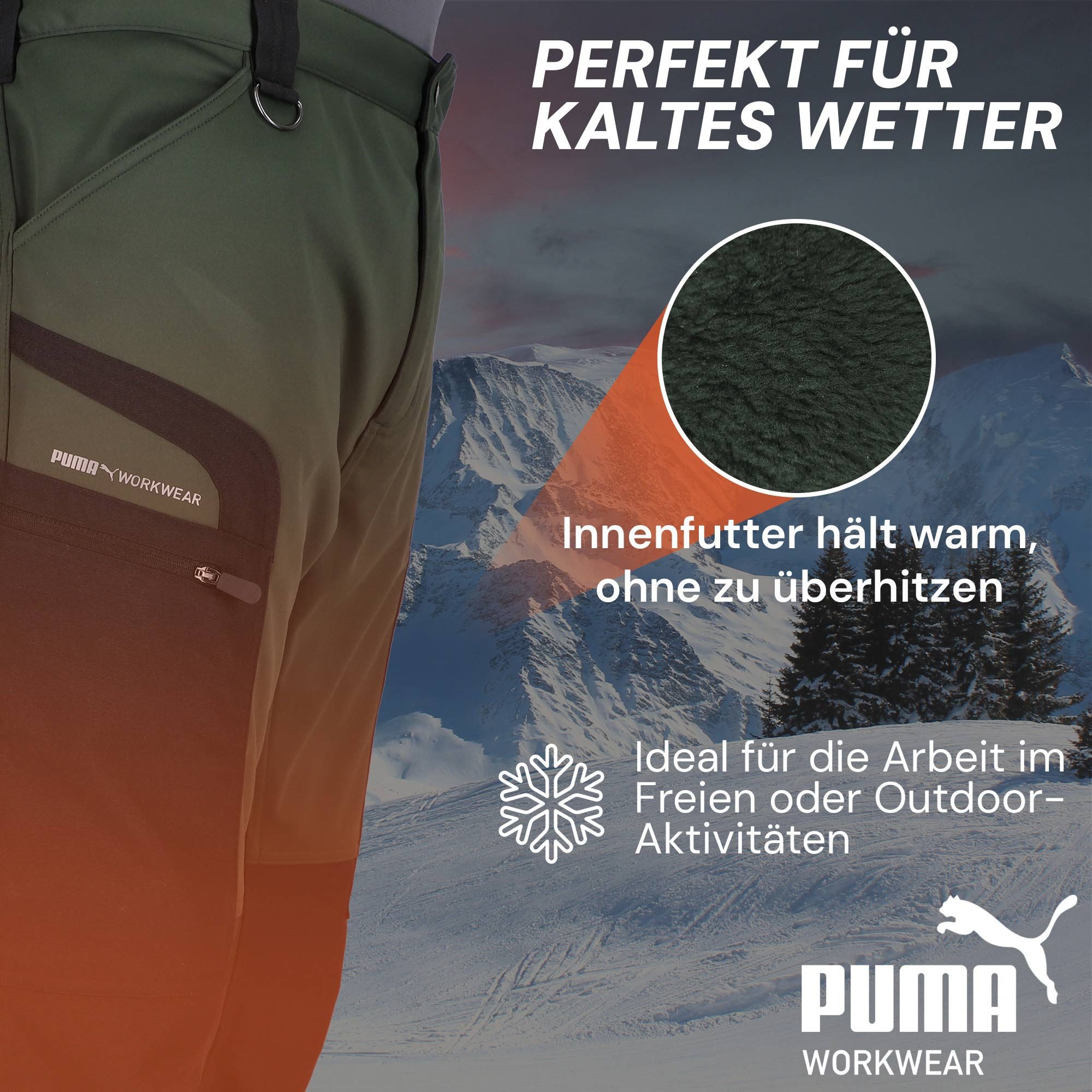 PUMA Workwear Arbeitshose ProOne Alpine gefütterte Hosen Herren - Outdoor Hosen für Herren Winddichte, Wasserabweisende & elastische Arbeitshose für den Winter