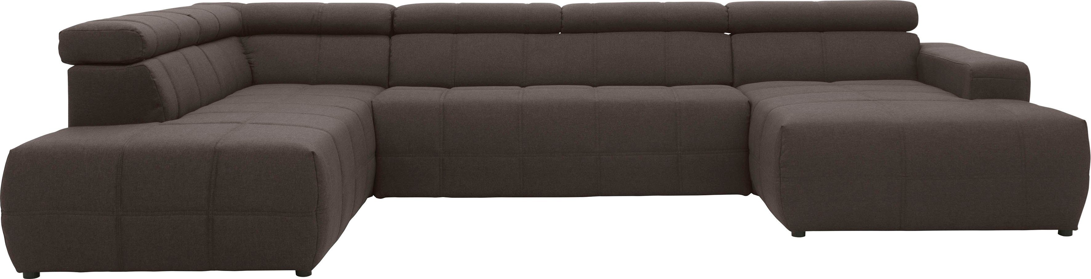 DOMO collection Wohnlandschaft Brandon, whlw. mit Sitztiefenverstellung, whlw. Nierenkissen, mit Kopfteilverstellung, wahlweise Sitztiefenverstellung, U-Form