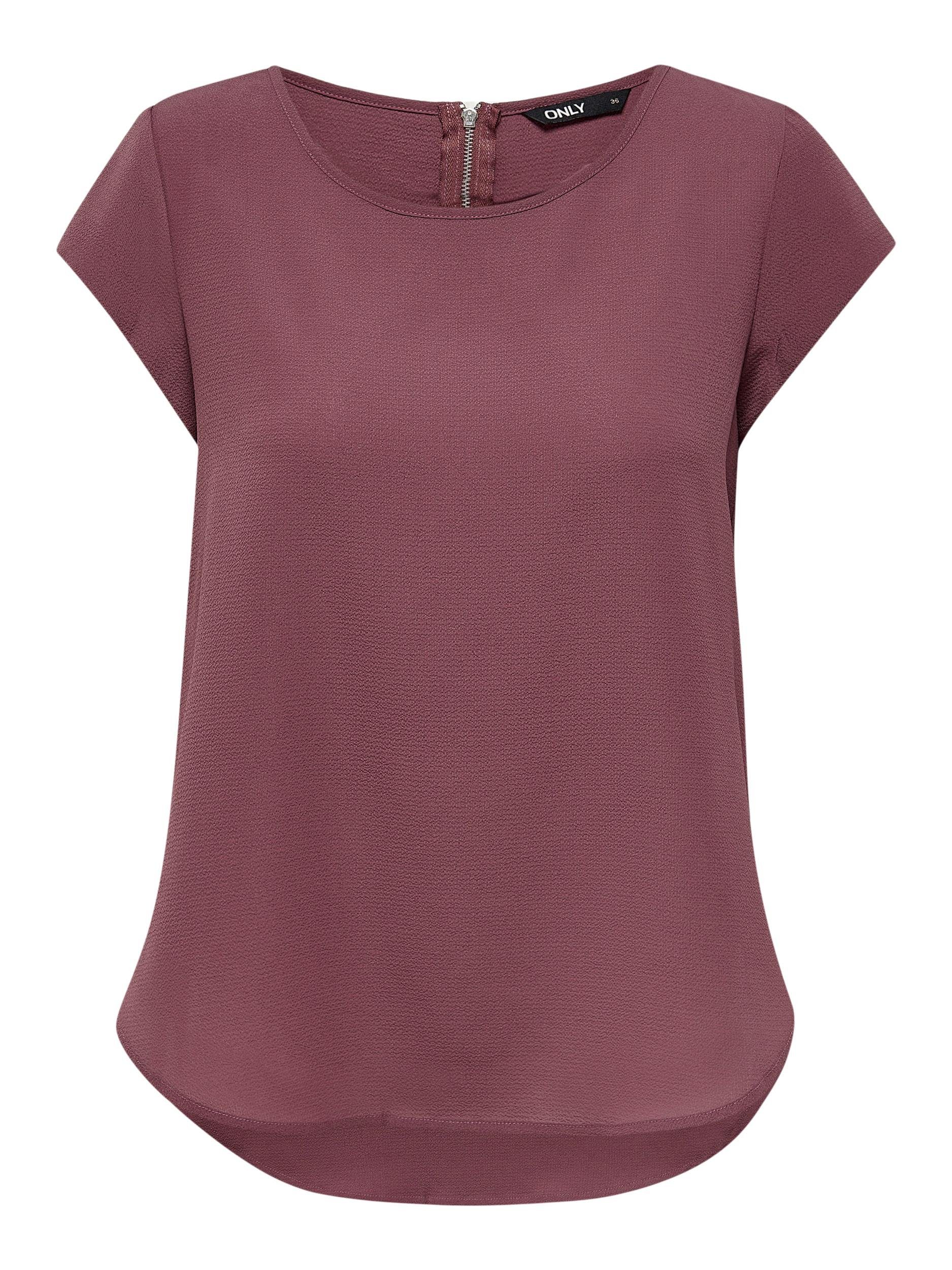 NOOS SOLID ONLY ONLVIC S/S Kurzarmbluse Rose Brown PTM TOP