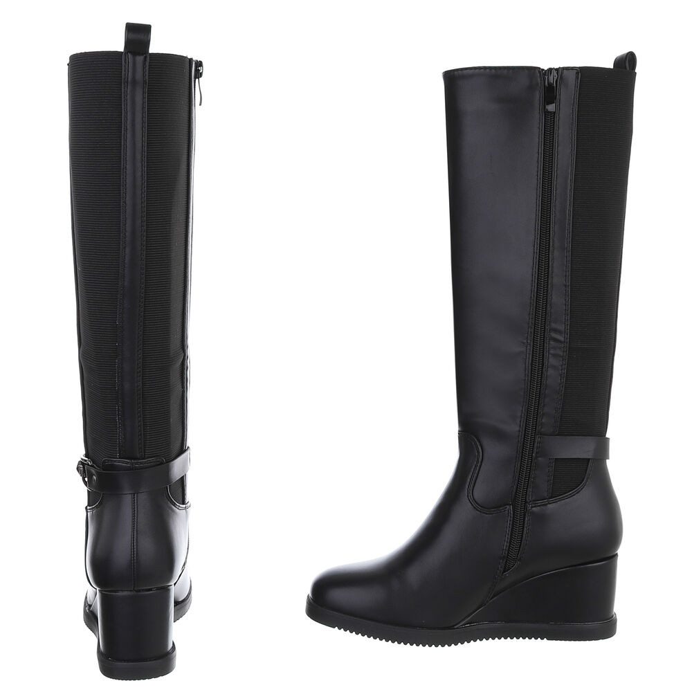 Ital-Design Damen Elegant Keilstiefel (88843428) Keilabsatz/Wedge Stiefel in Schwarz – Bild 5 von 5