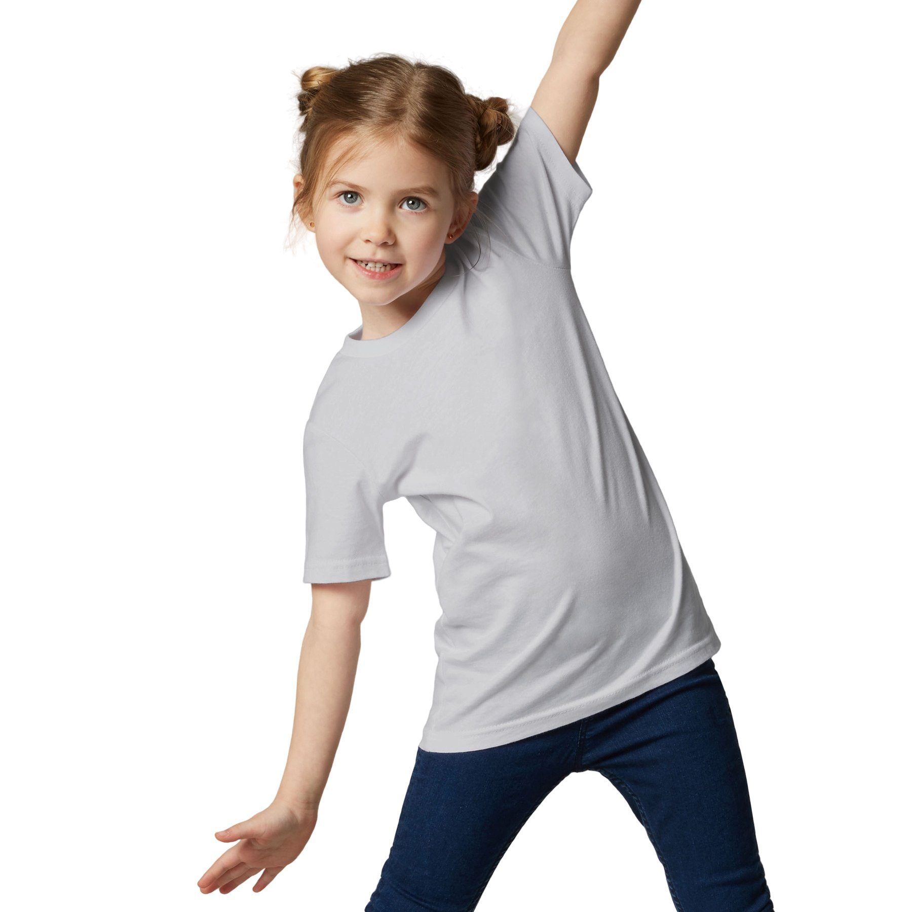dressforfun T-Shirt Kurzarmtop, Für viele Outfits & Auftritte, Rundhals mit (Freizeitoberteil, Konfektionsgröße 104 (3-4 Jahre) in hellgrau) Einfarbiges T-Shirt für Kinder, Fester Stoff, hoher Tragekomfort