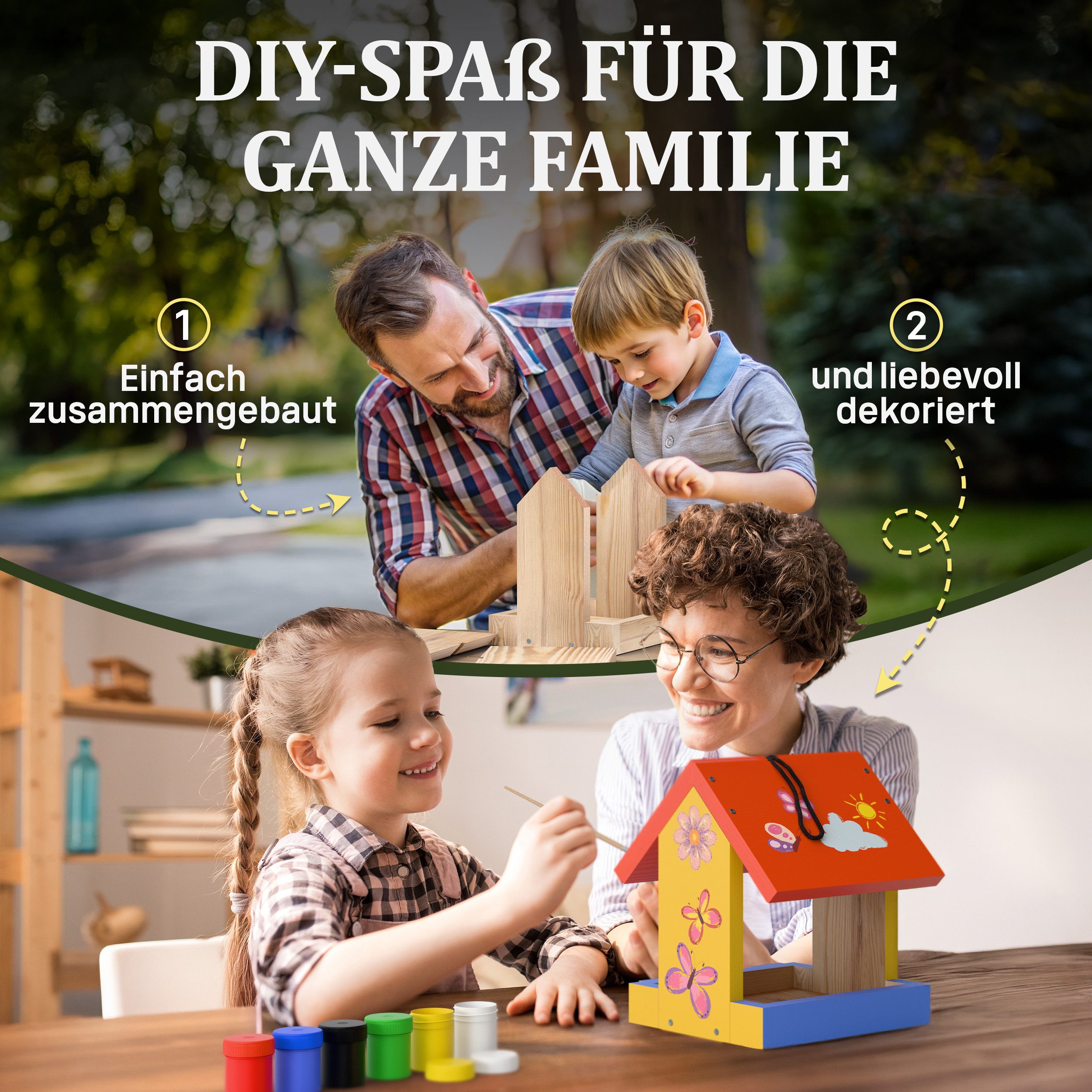 Eli Futterhaus Bausatz für Kinder zum bemalen inkl. Vorlagen - 6 Farben - P günstig online kaufen