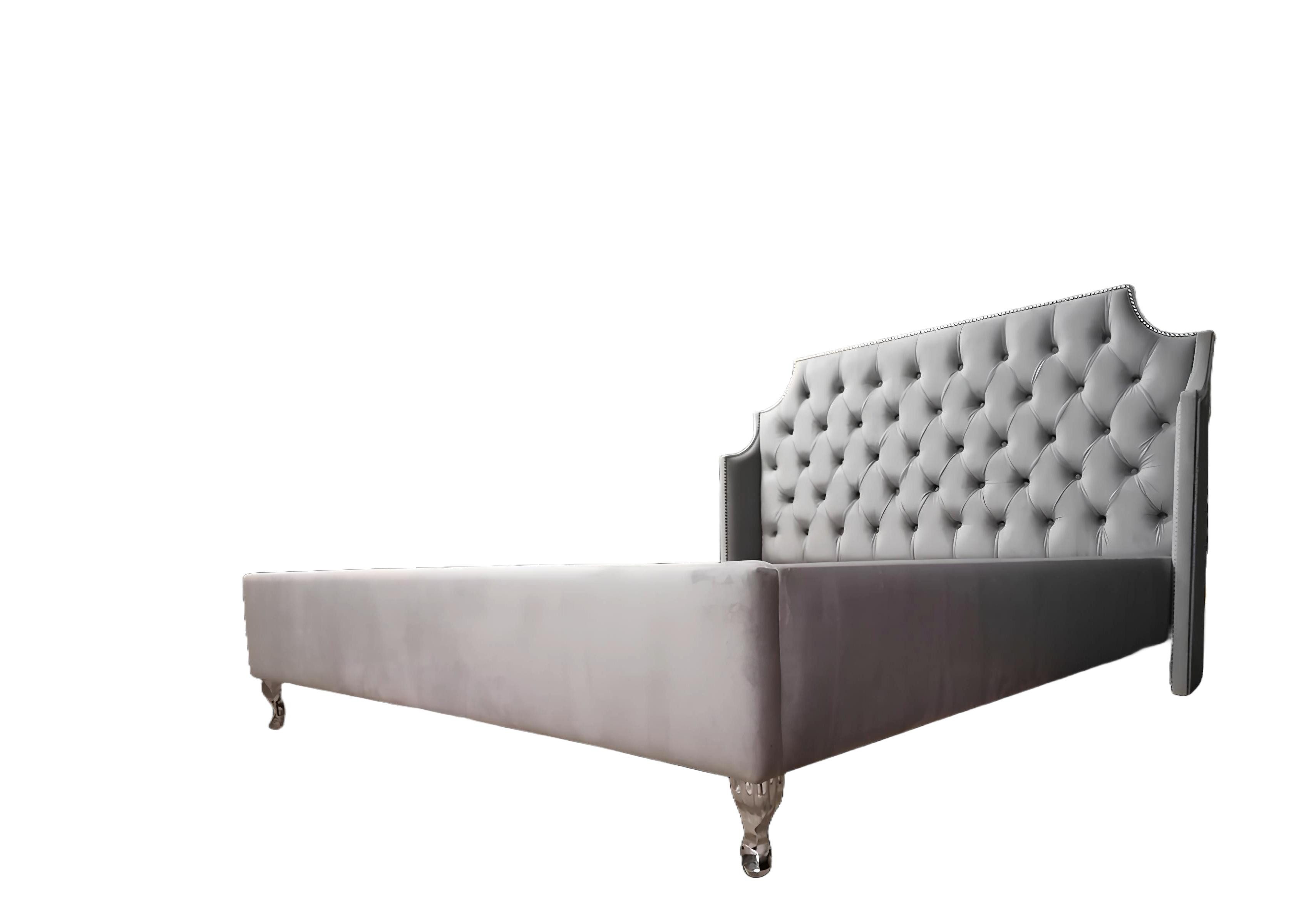 Bett Doppelbett im Luxus-Design aus Samtstoff für Hotels von Chesterfield
