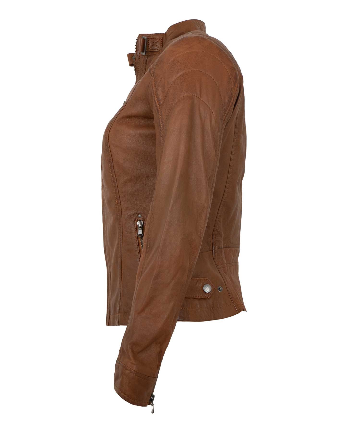 7eleven Lederjacke Eliza 7eleven - Damen Lederjacke Lammnappa cognac