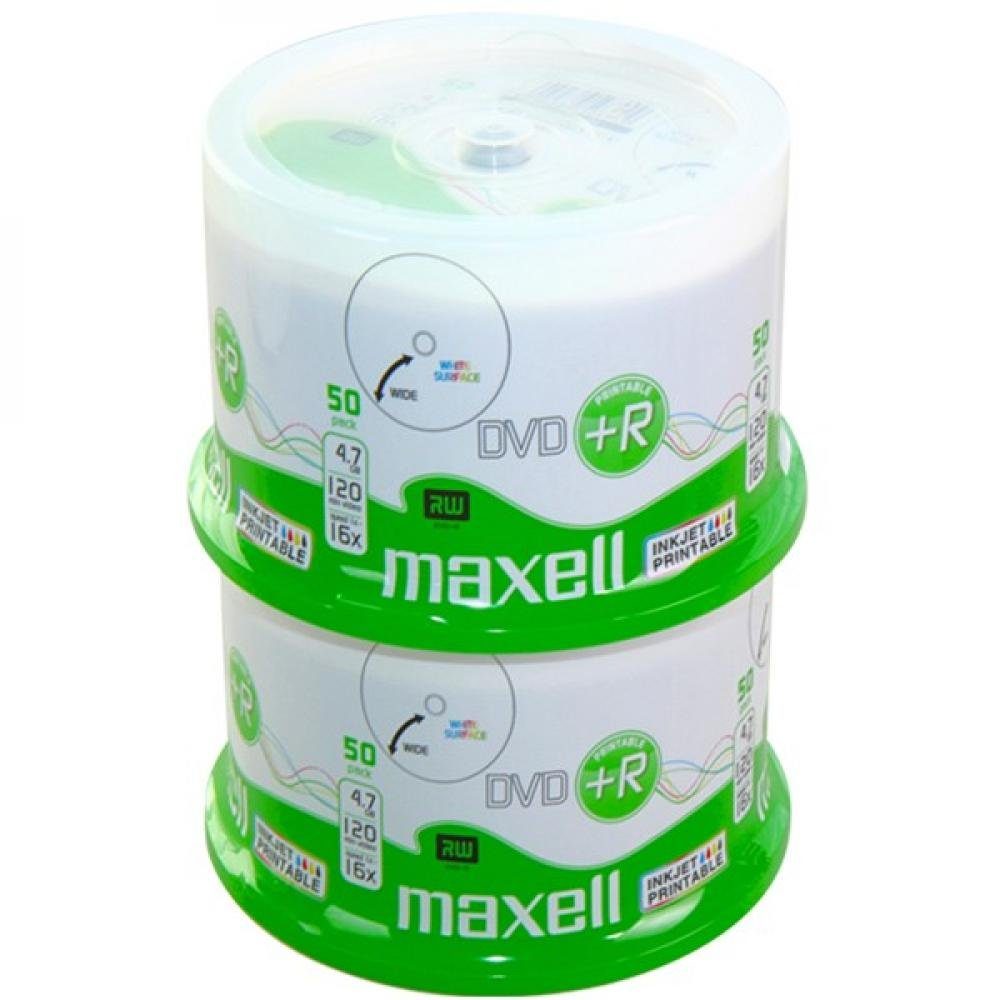 Maxell DVD-Rohling DVD+R 4,7 GB Maxell 16x Speed fullprintable in Cakebox 100 Stk