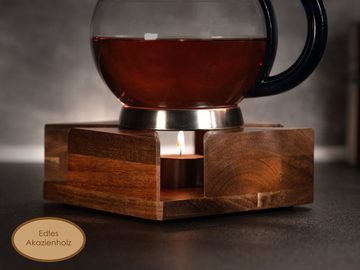 Hanseküche Kannenstövchen Stövchen aus Holz, (Großes Tee Stövchen, 1-tlg., Natürlicher Kaffee- & Teewärmer), Stövchen für Teekanne, Speisen- & Teekannenwärmer mit Teelicht