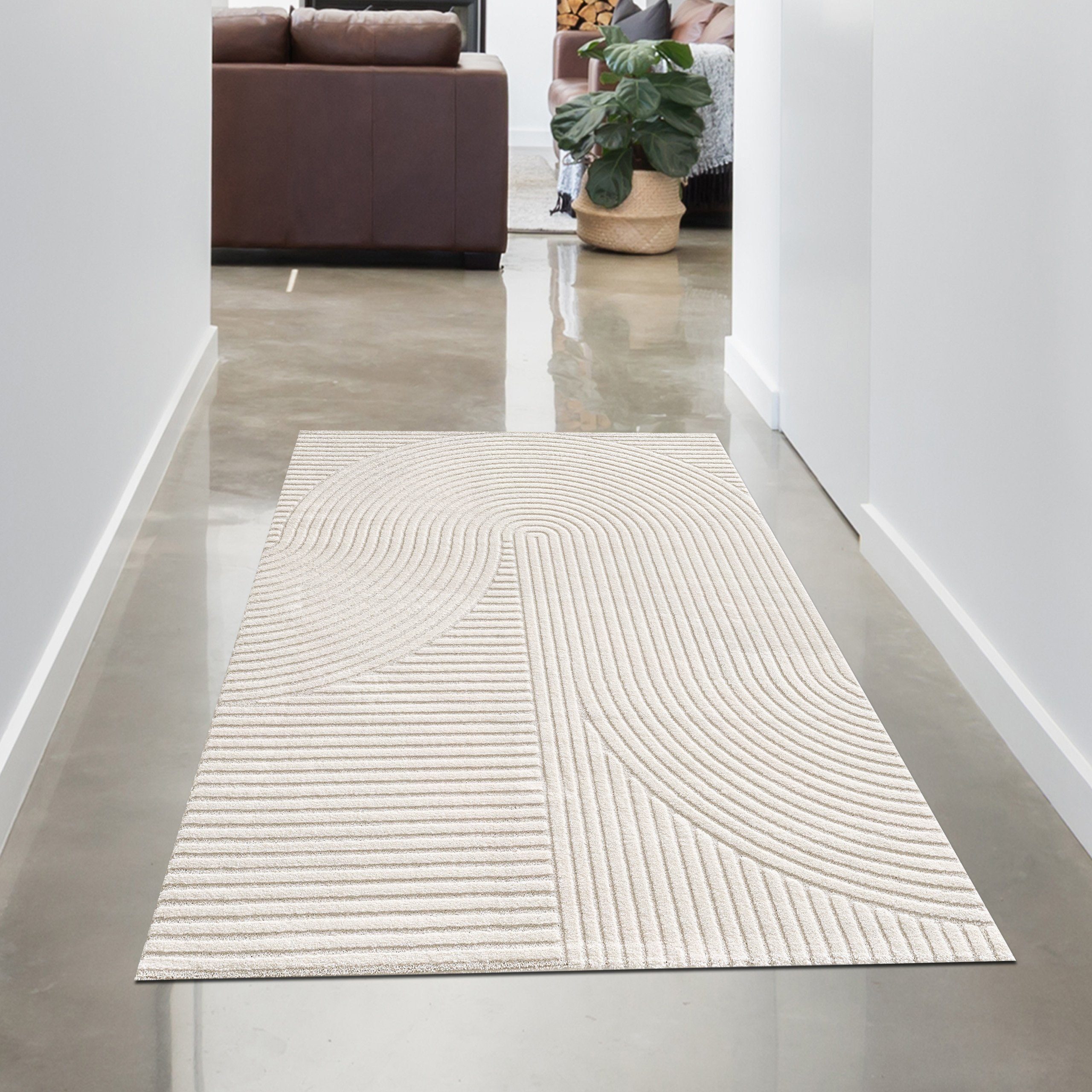 Teppich Moderner Teppich in Creme mit 3D Muster, Carpetia, rechteckig, Höhe: 14 mm
