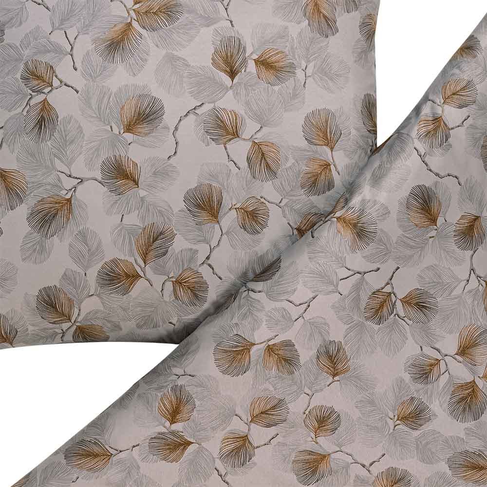 Estella Bettwäsche Estella Mako Jersey Bettwäsche 135x200 Rebecca grau Äste Blätter gold, Mako-Jersey, 2 teilig – Bild 5 von 5