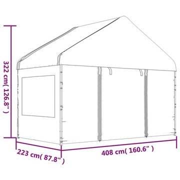 vidaXL Partyzelt Pavillon mit Dach Weiß 4,08x2,23x3,22 m Polyethylen