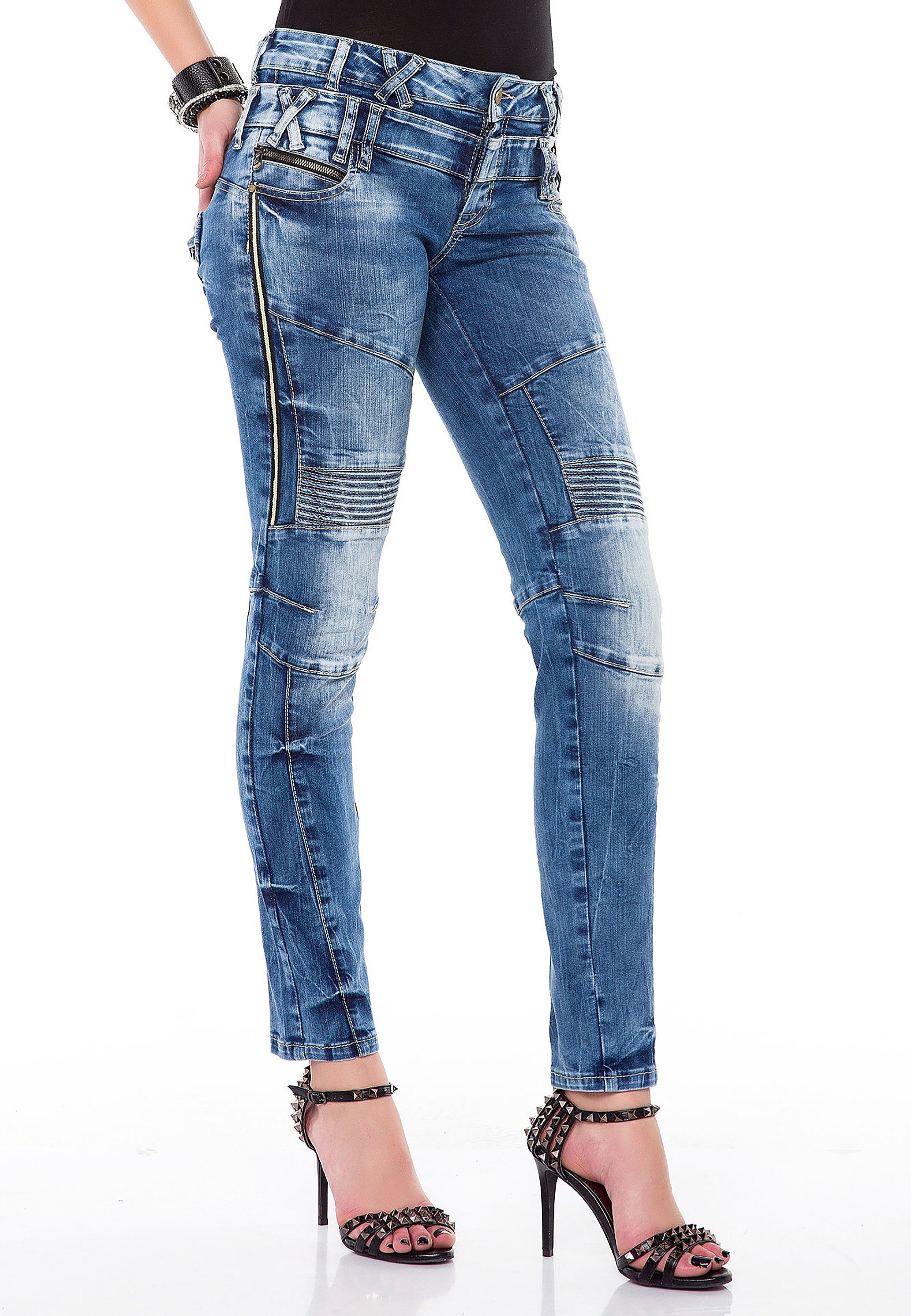 Cipo & Baxx Slim-fit-Jeans mit doppeltem Taillenbund in Skinny Fit