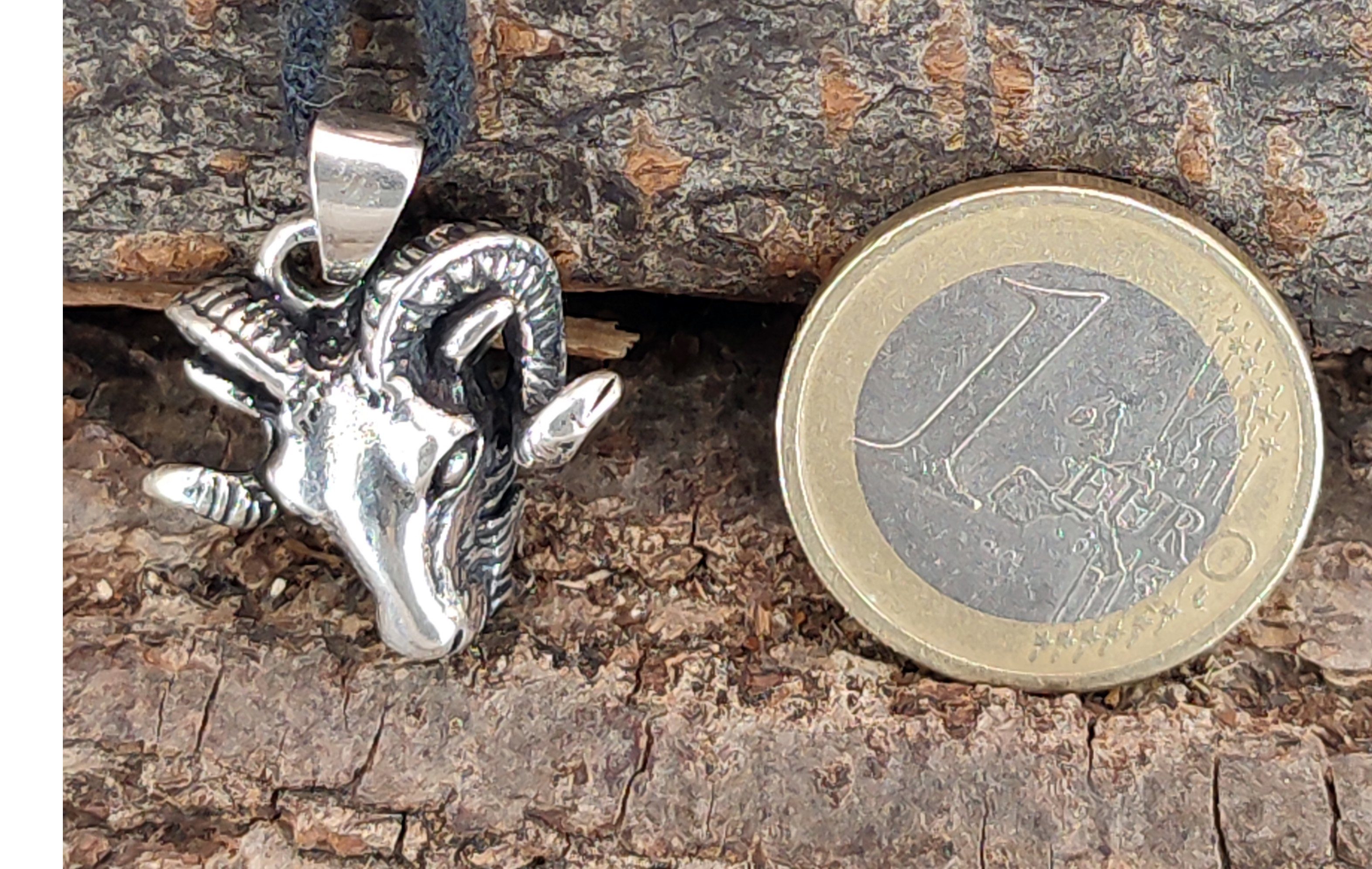 Kiss of Leather Kettenanhänger Widder Anhänger 925 Silber Kopf Widderkopf Schaf Ziege Schädel