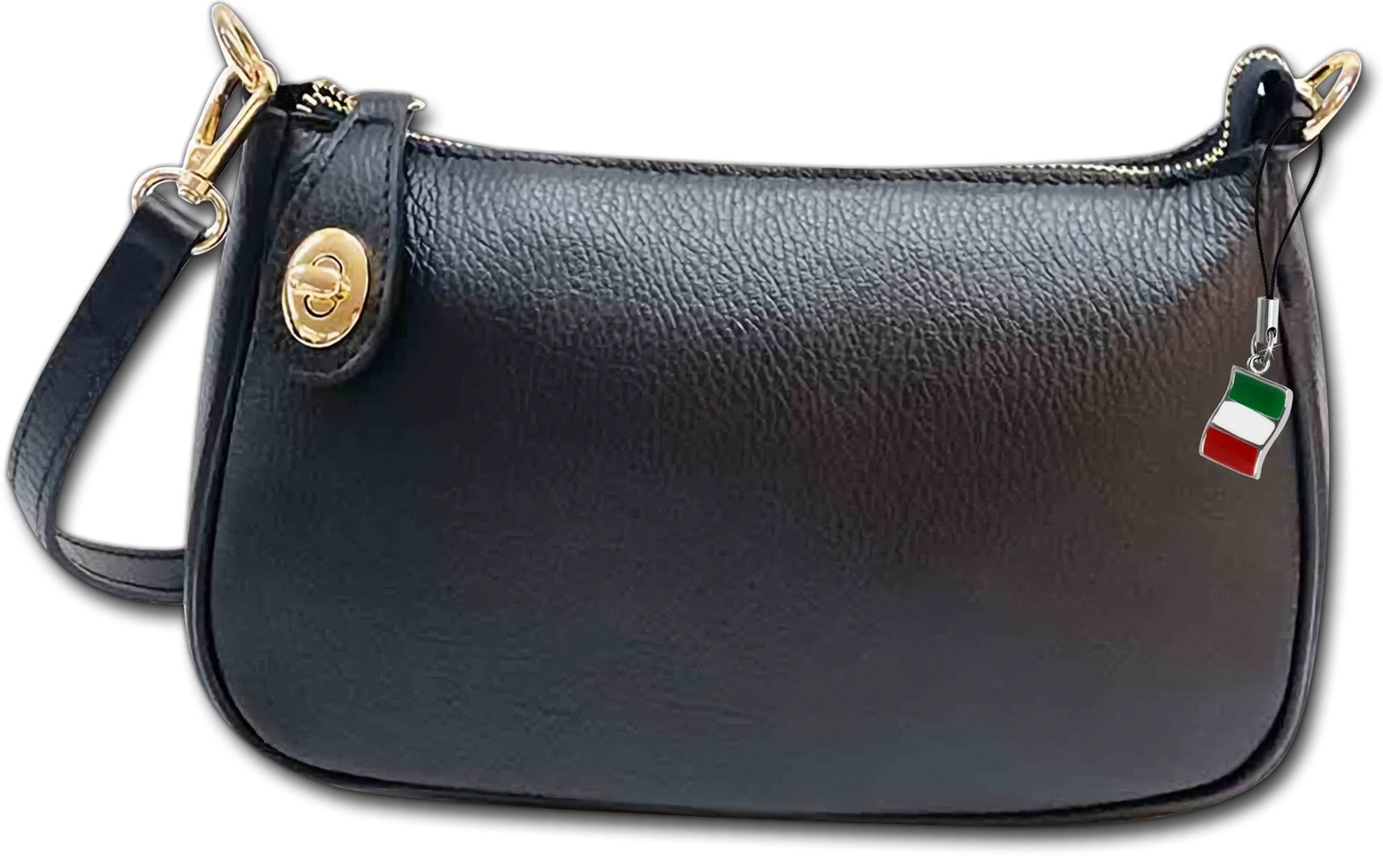 FLORENCE Schultertasche Florence Damen Schultertasche Leder (Schultertasche, Schultertasche), Damen Tasche Echtes Leder schwarz, Made-In Italy