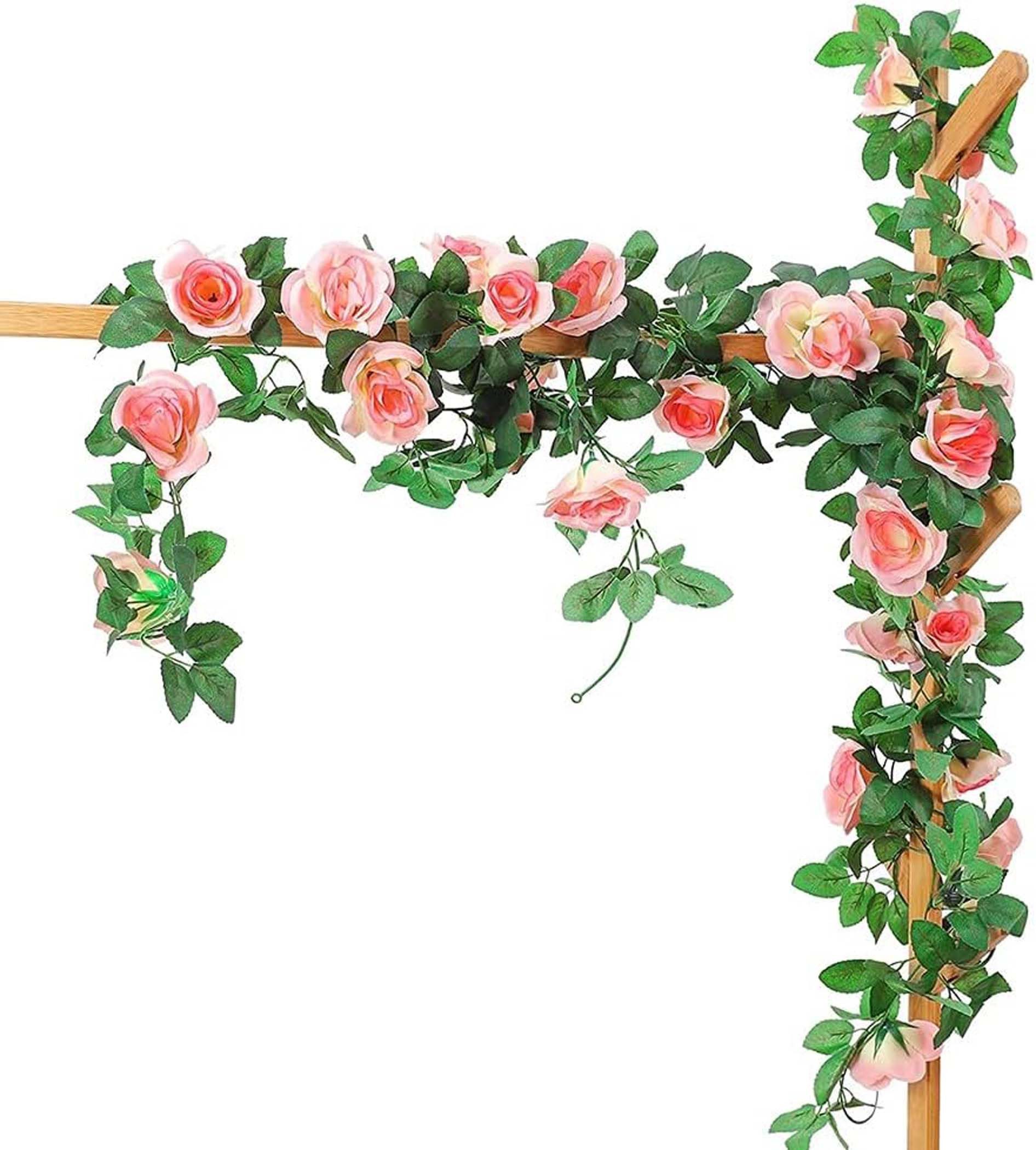 Kunstblumenstrauß osengirlanden künstliche Rosenranken,mit grünen Pflanzen, Zyronn – Bild 2 von 5