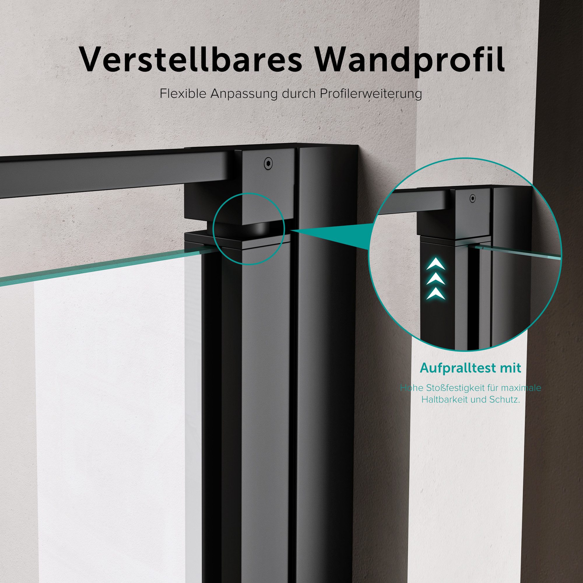 doporro Dusch-Drehtür Duschtür Nischentür dusche 8mm ESG mit Nano 195cm Teramo66, 90x195 cm, Einscheibensicherheitsglas, 15mm Verstellbereich, Hebe-/Senkmechani – Bild 5 von 5