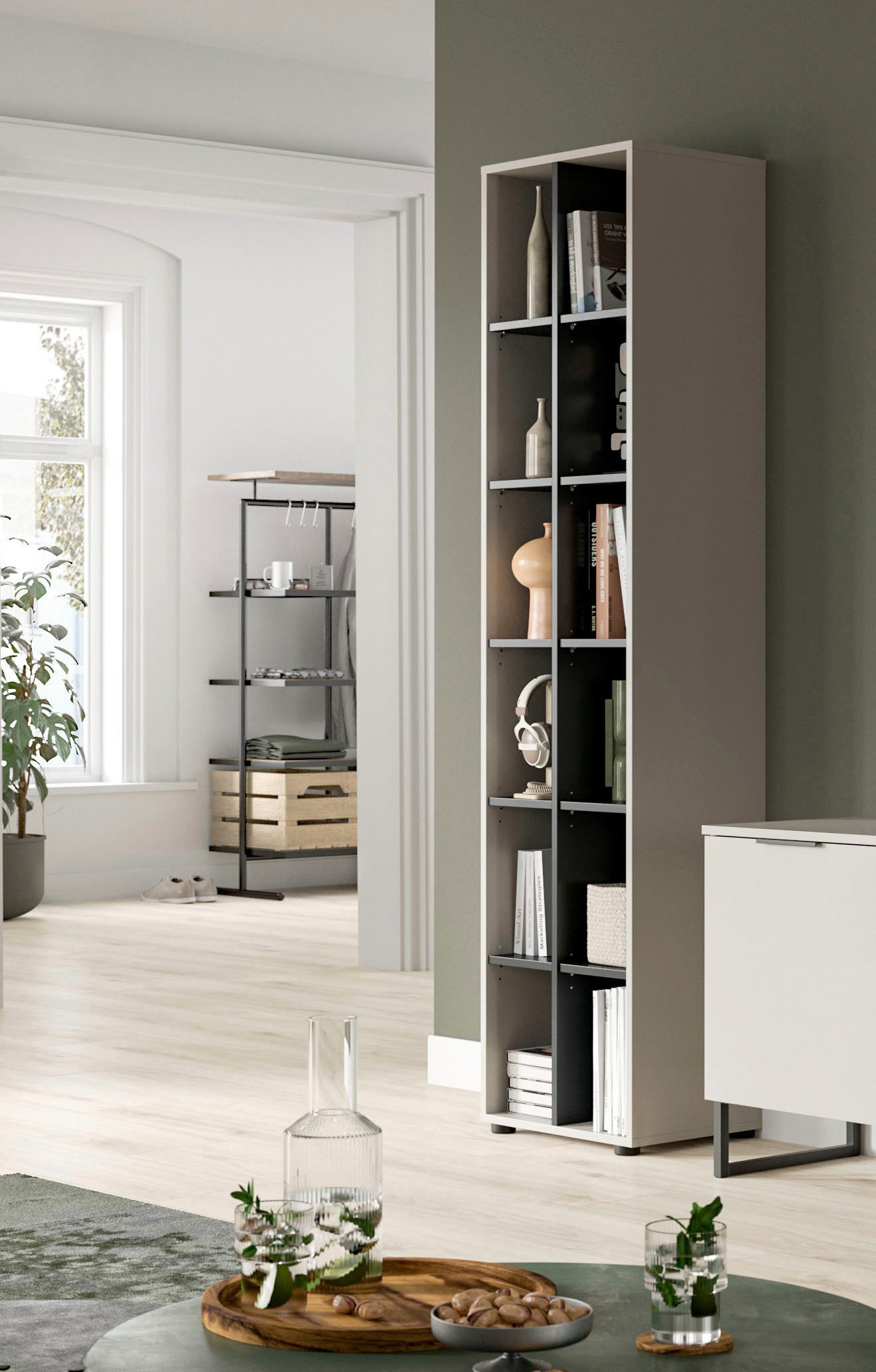 Home affaire Standregal ADIO, Höhe 192 cm, 12 Fächer, 10 höhenverstellbare Einlegeböden, 1-tlg., Regal, Stauraumregal, Wohnzimmerregal, Bücherregal, Wandregal