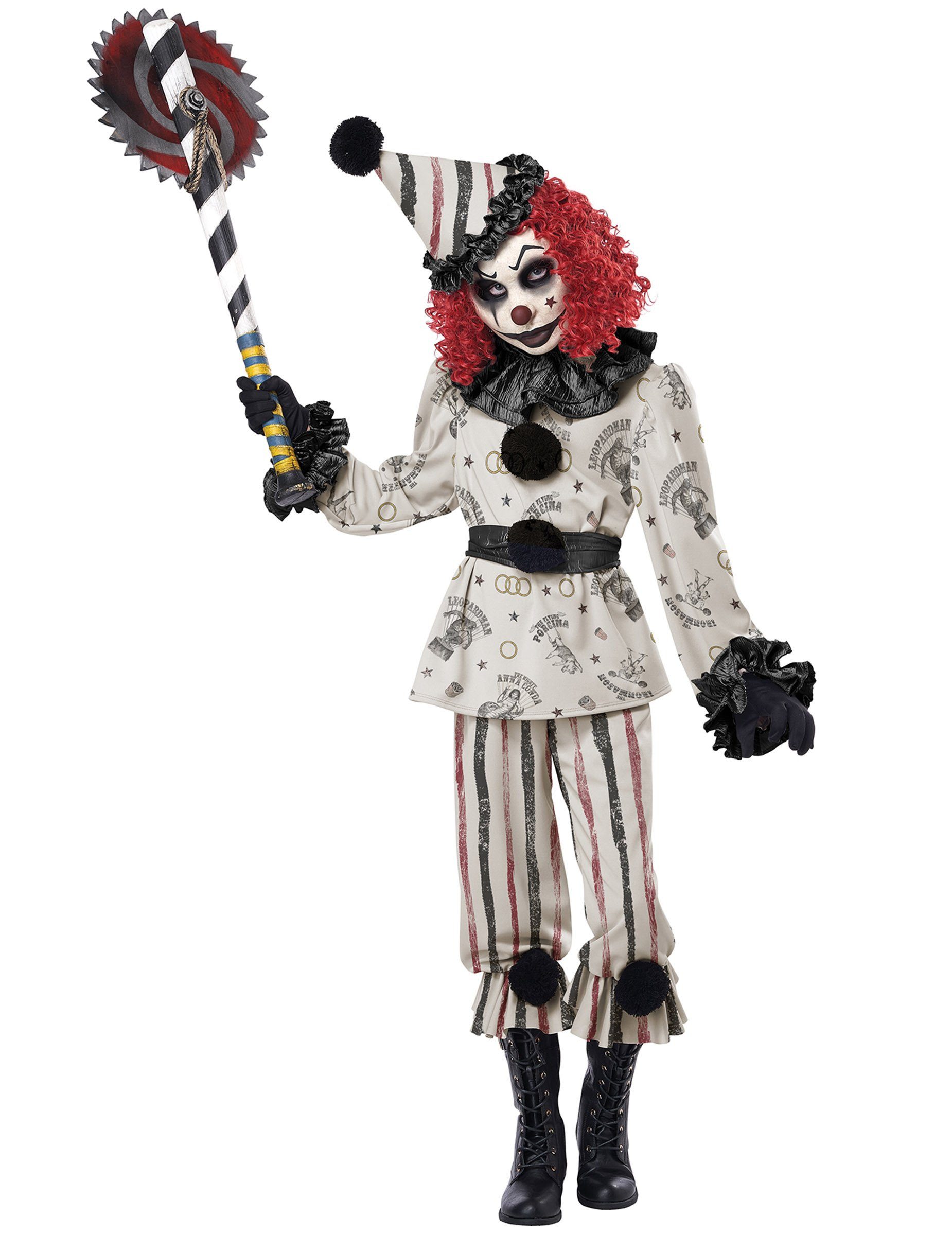 California Costumes Kostüm Finsteres Clown-Kostüm für Kinder Halloweenkostüm schwarz-weiss