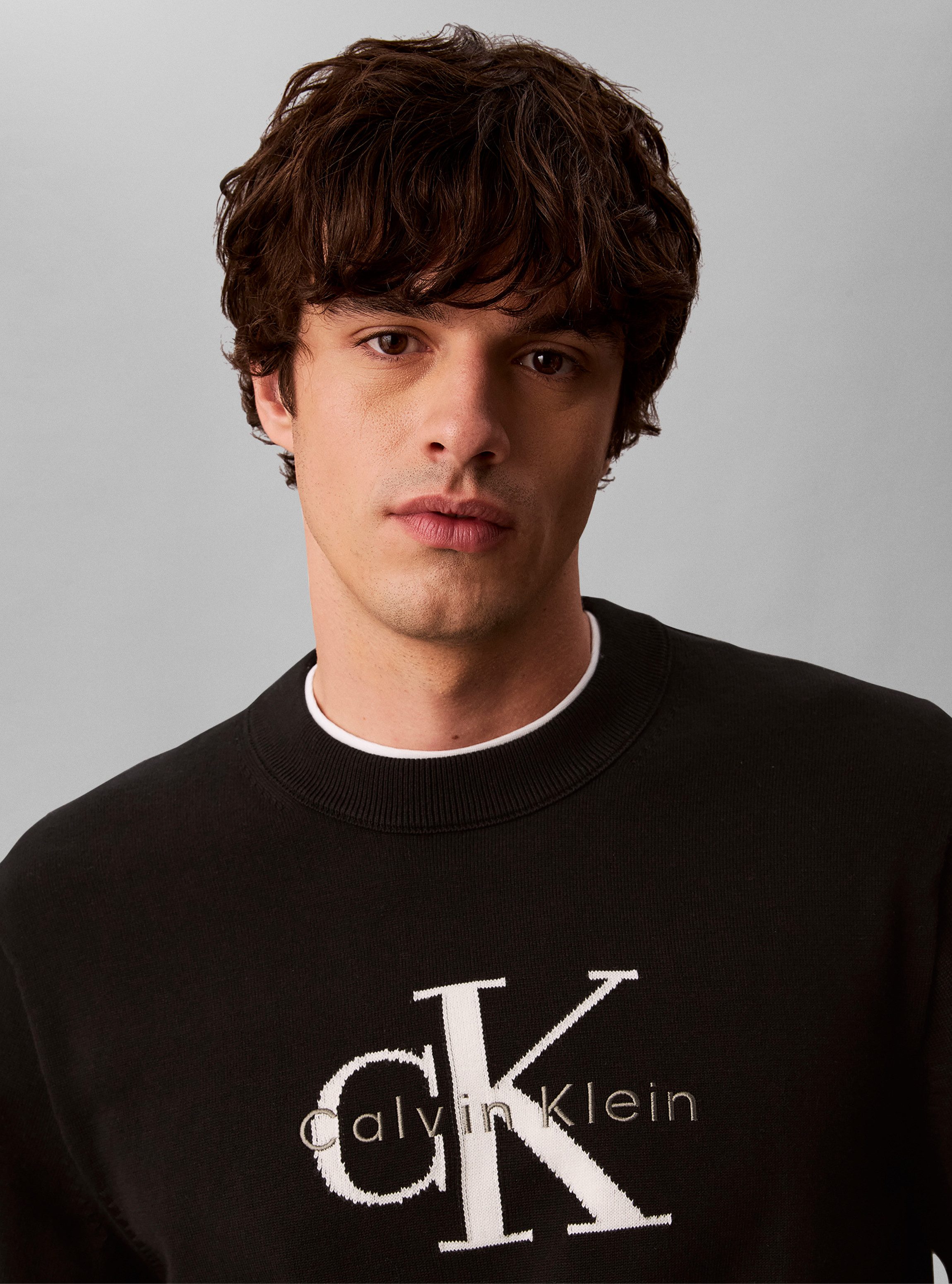 Calvin Klein Jeans Rundhalspullover COTTON MONOLOGO Regular fit mit Rundhalsausschnitt