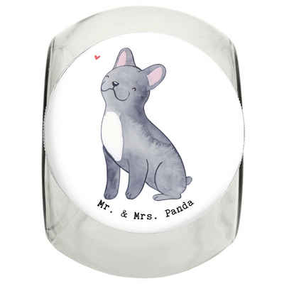 Mr. & Mrs. Panda Vorratsglas L 870ml Französische Bulldogge Moment - Weiß - Geschenk, Welpe, Schen, Premium Glas, (1-tlg), Langlebige Qualität