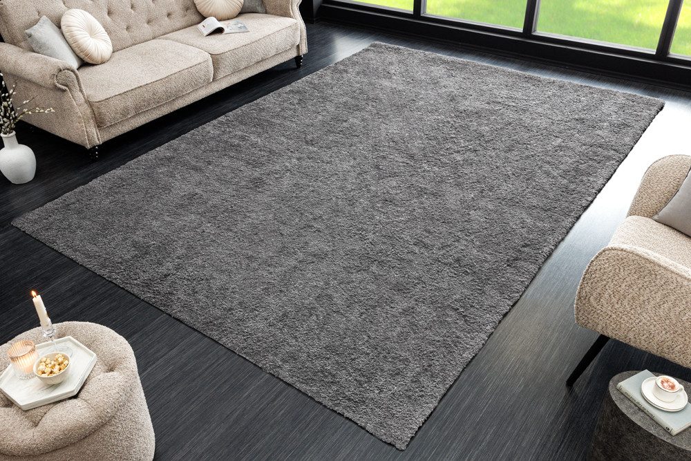 riess-ambiente Hochflor-Teppich CLOUD 9 350x240cm anthrazit · kuscheliger Teppich im modernen Design, rechteckig, Höhe: 25 mm, XXL · Wohnzimmer · Indoor · flauschig · handmade · Schlafzimmer