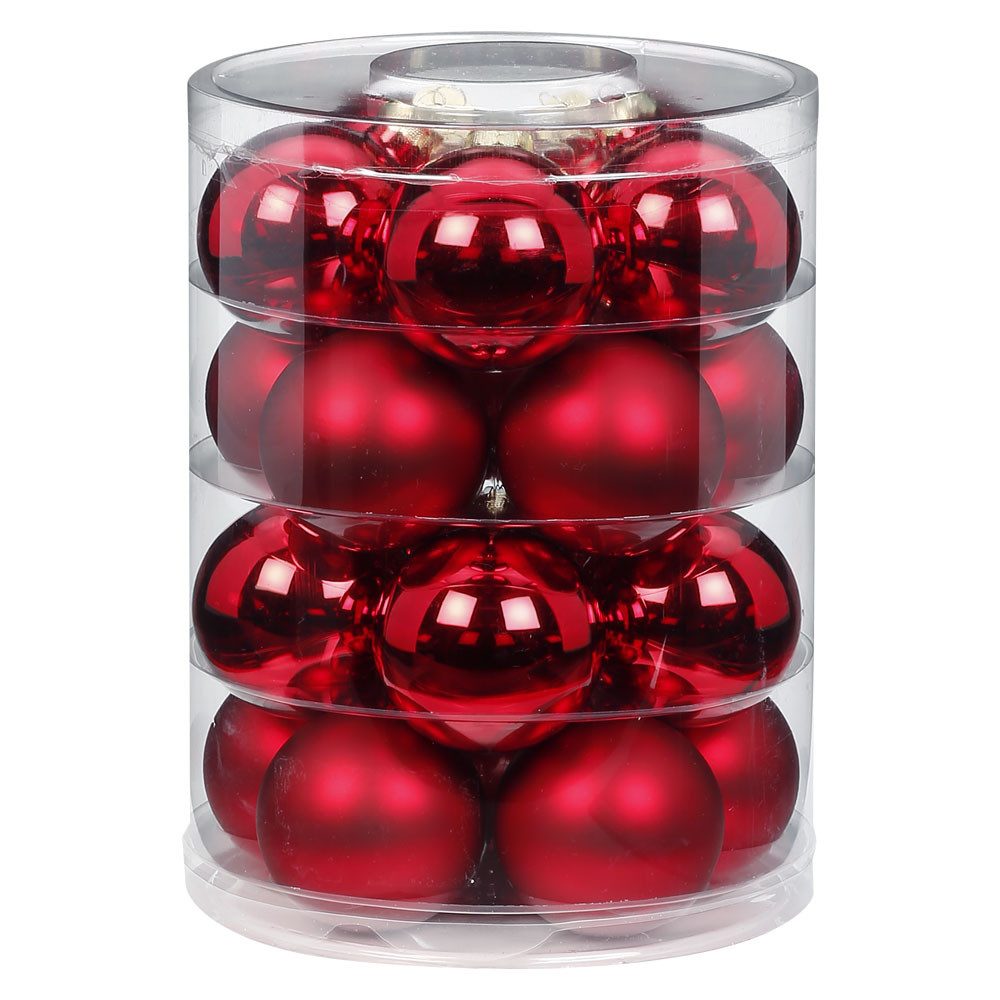 Holly & Jolly Weihnachtsbaumkugel, Weihnachtskugeln Glas 6cm Dark Red, 20 Stück