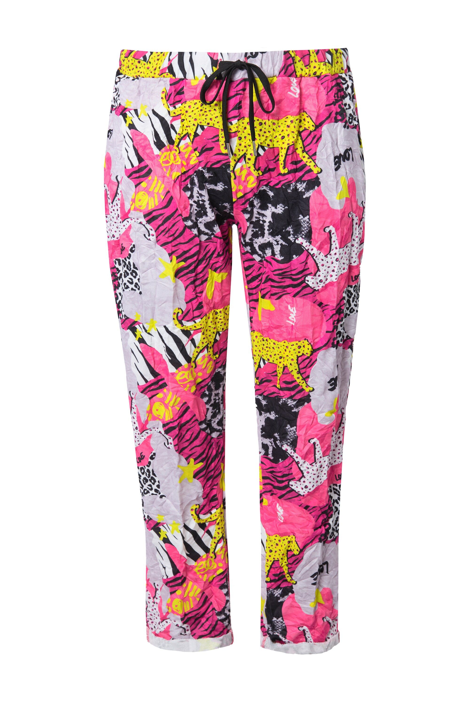Funktionshose Crinkle-Hose Loose Fit Crincle Animalpatch-Muster