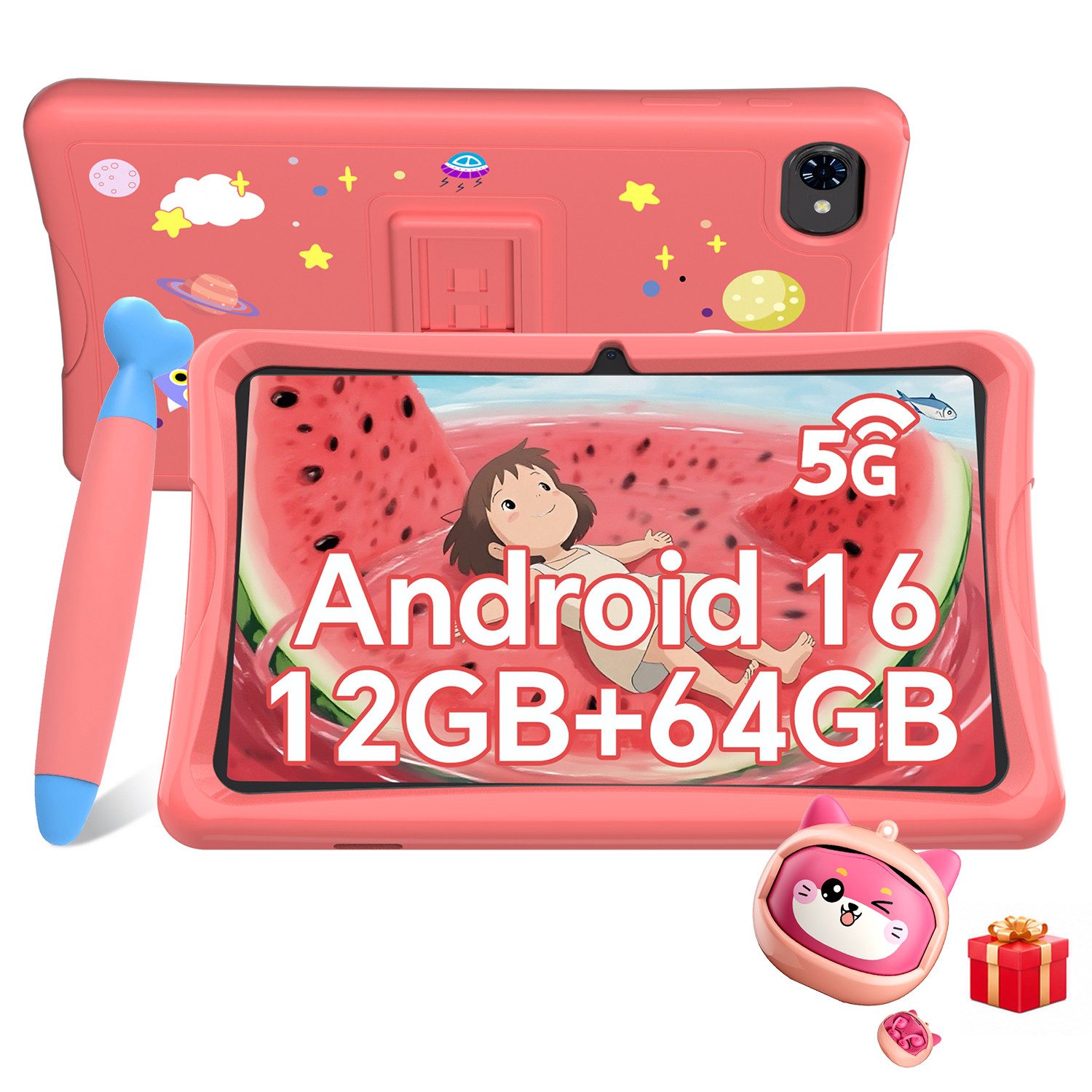 VekfulPC K10-5000mAh, stoßfest, 10,1" inkl. Z20 Kinderuhr Kids Tablet (10,1", 64 GB, Android 16, Google Kids Space, 10,1" HD, 5000mAh, 12GB+64GB)