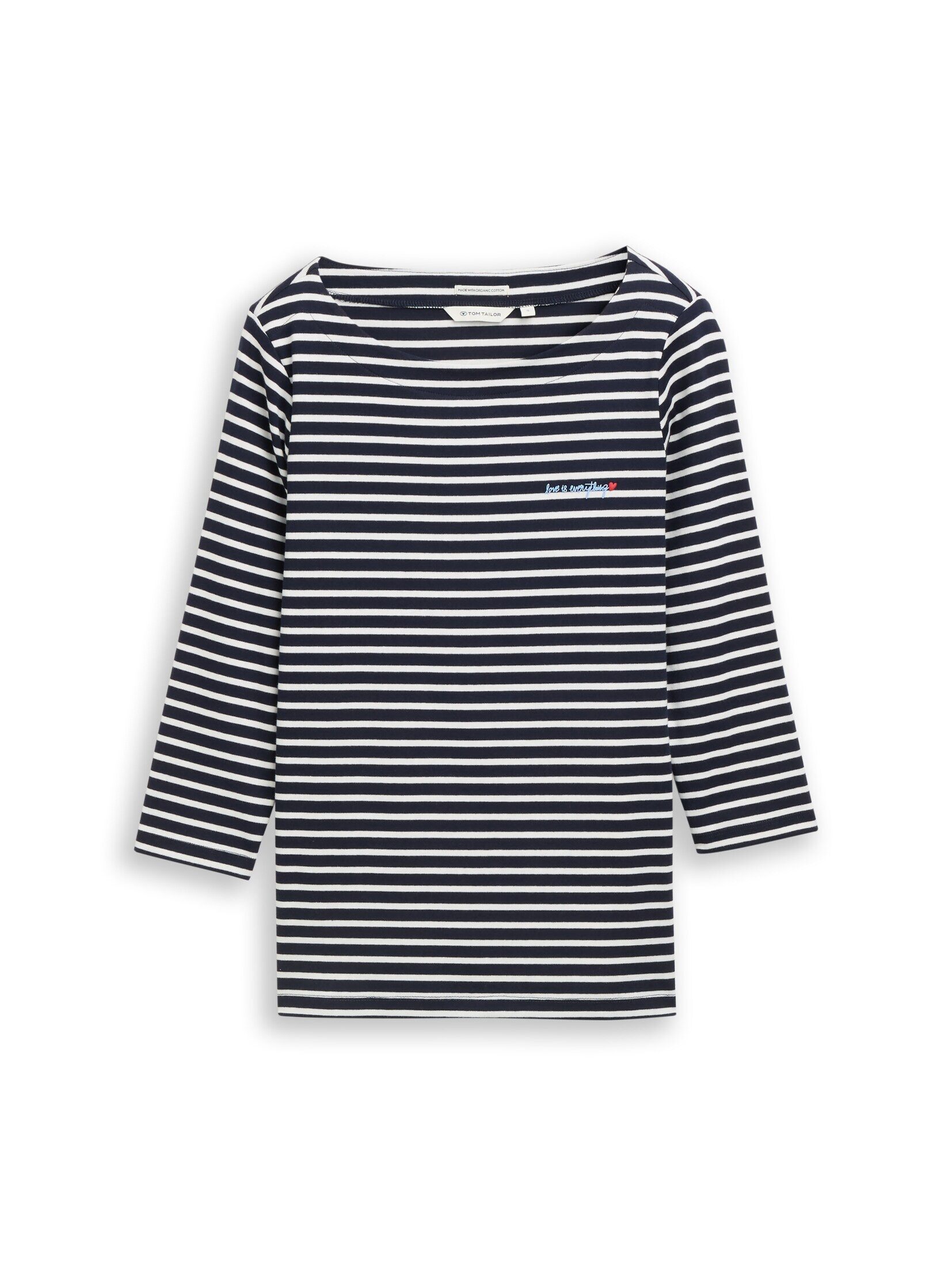 TOM TAILOR 3/4-Arm-Shirt T-Shirt (im Einserpack) Langarmshirt mit Streifenmuster – Bild 2 von 5