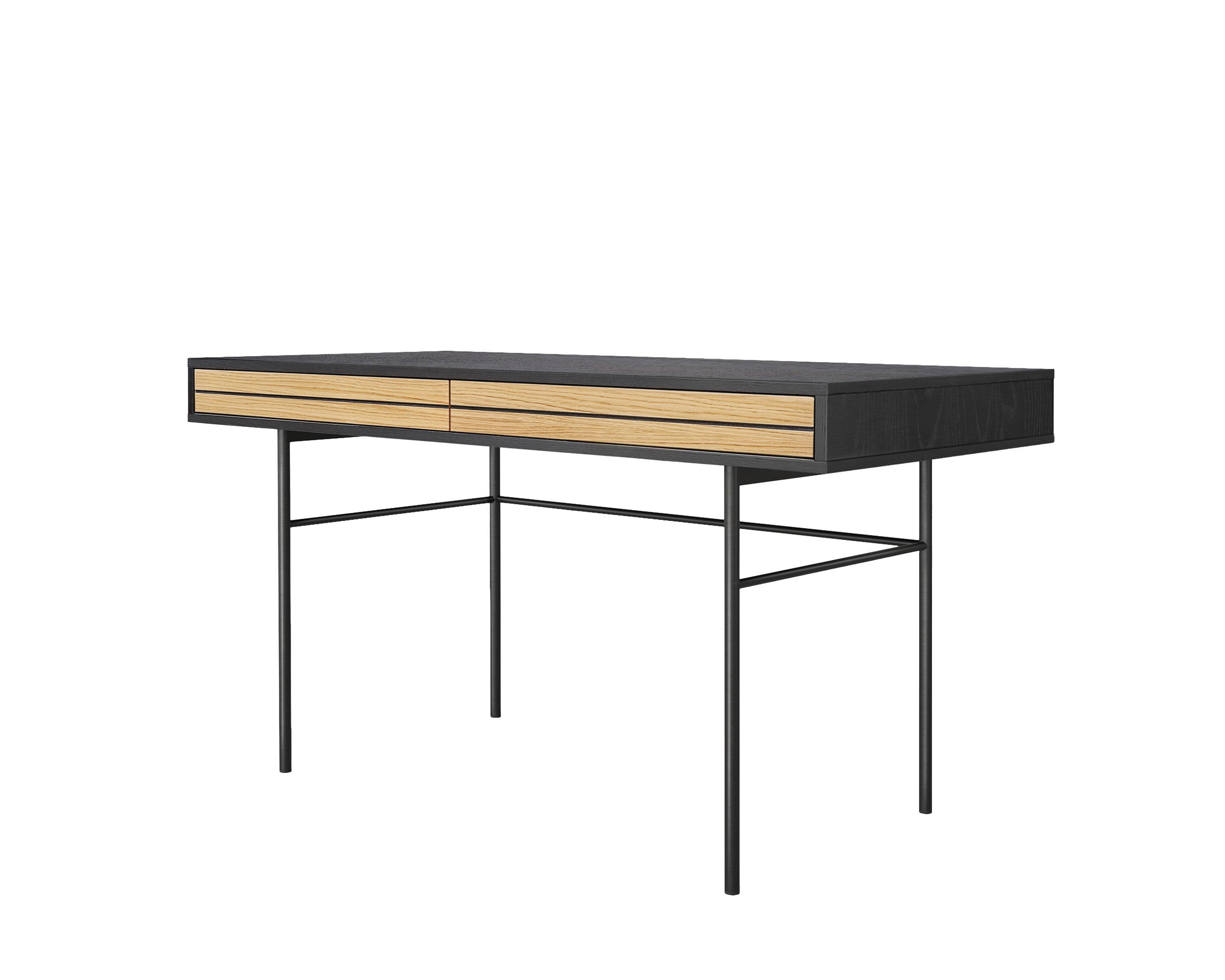 Woodman Schreibtisch Stripe, Kombination von Metall & Holz, Breite 130 cm, FSC®-zertifiziert