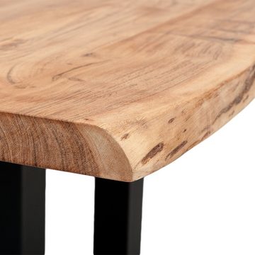 LebensWohnArt Esstischplatte Akazie Tischplatte LIVING EDGE ca. 70x70cm Natural