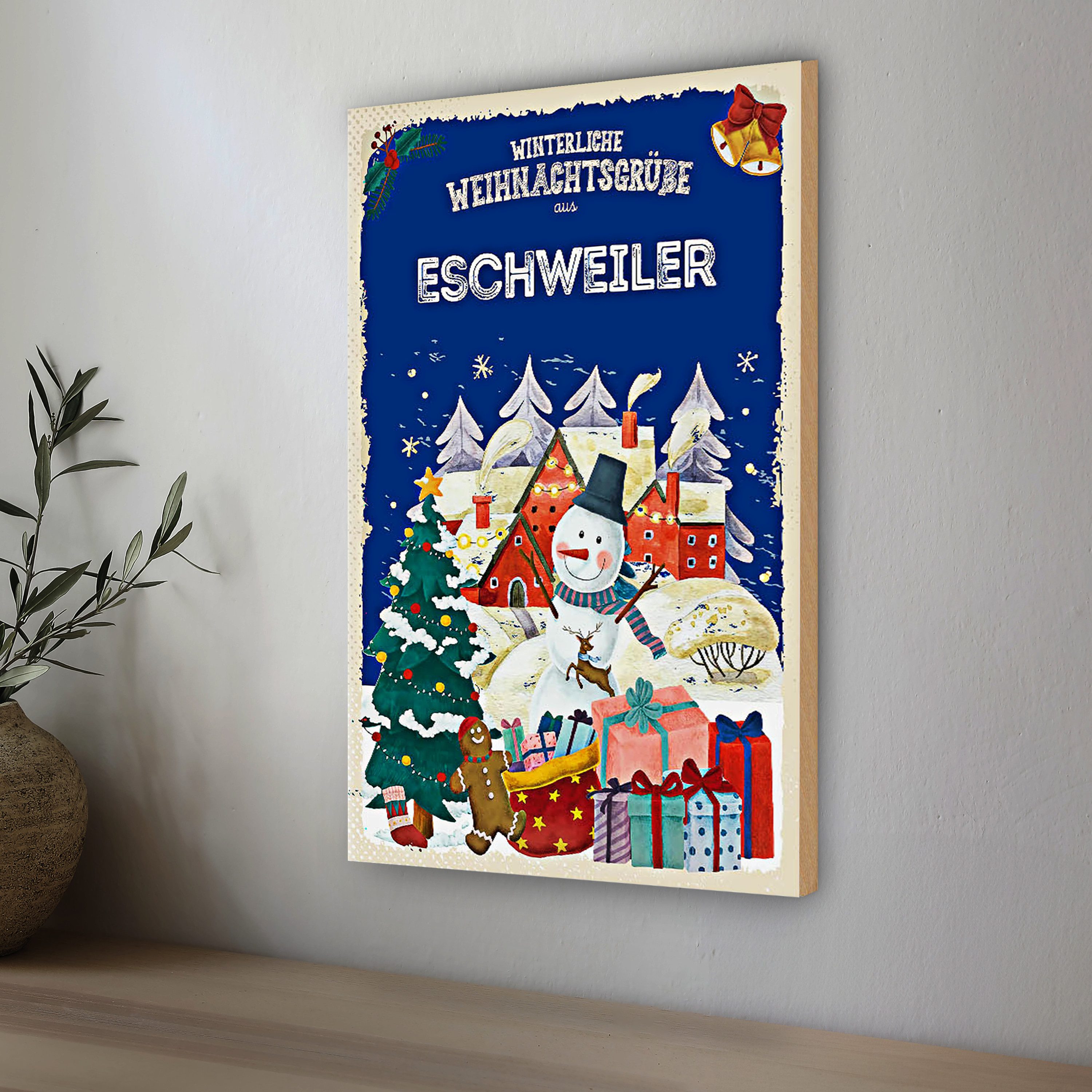 Roomando Holzbild Weihnachtsgrüße ESCHWEILER 12x18cm