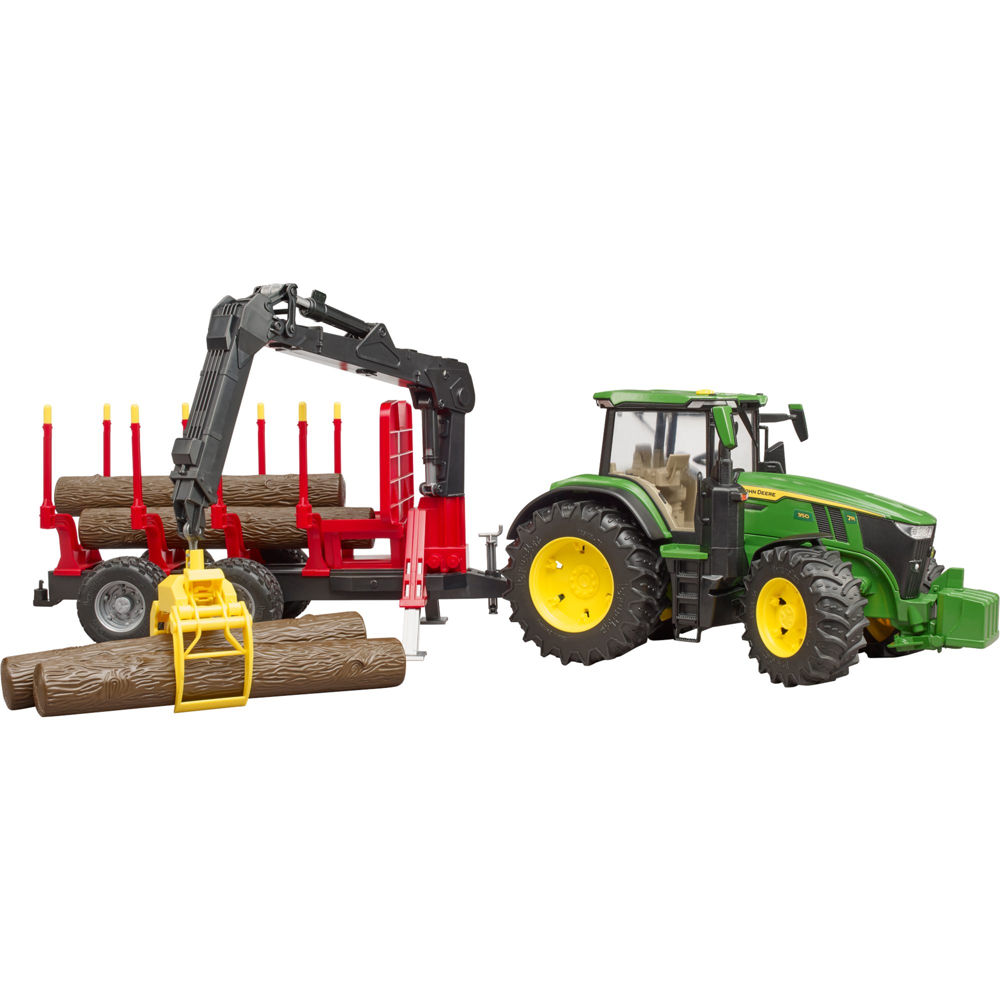 Bruder® Spielzeug-Baumaschine bruder John Deere 7R 350 m Rückeanhänger, Modellfahrzeug, (Inkl. 4