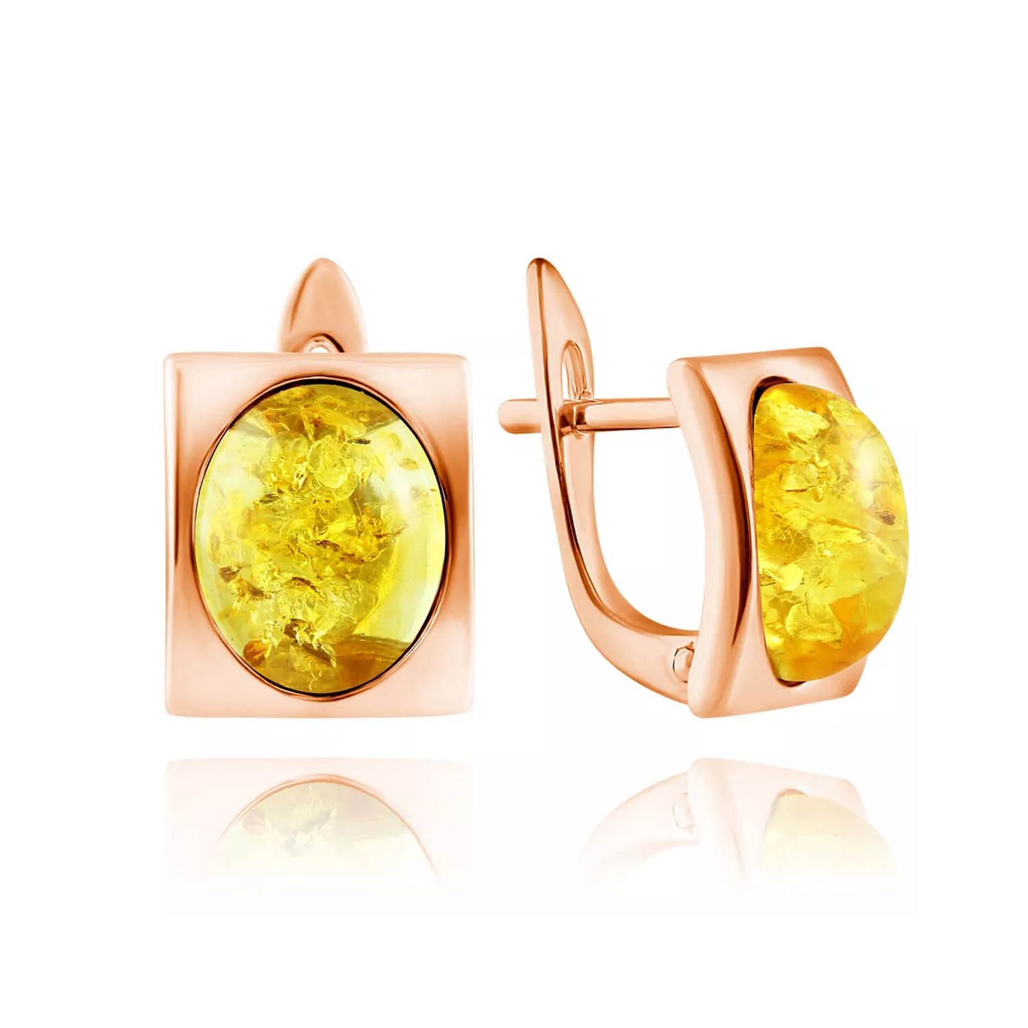 Golders Paar Creolen aus vergoldetem 925 Sterlingsilber (Set, 2-tlg., Set), mit gelben Bernsteinen Sterling Silberschmuck für Damen