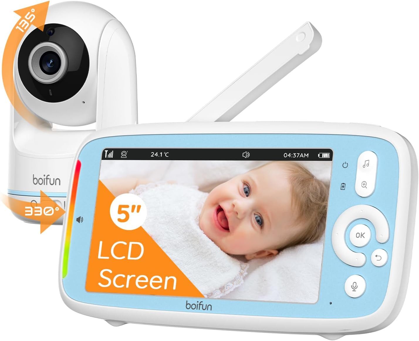 Babyphone Babyphone mit Kamera 5 Zoll Baby Monitor 720p Baby Phone Digitalzoom