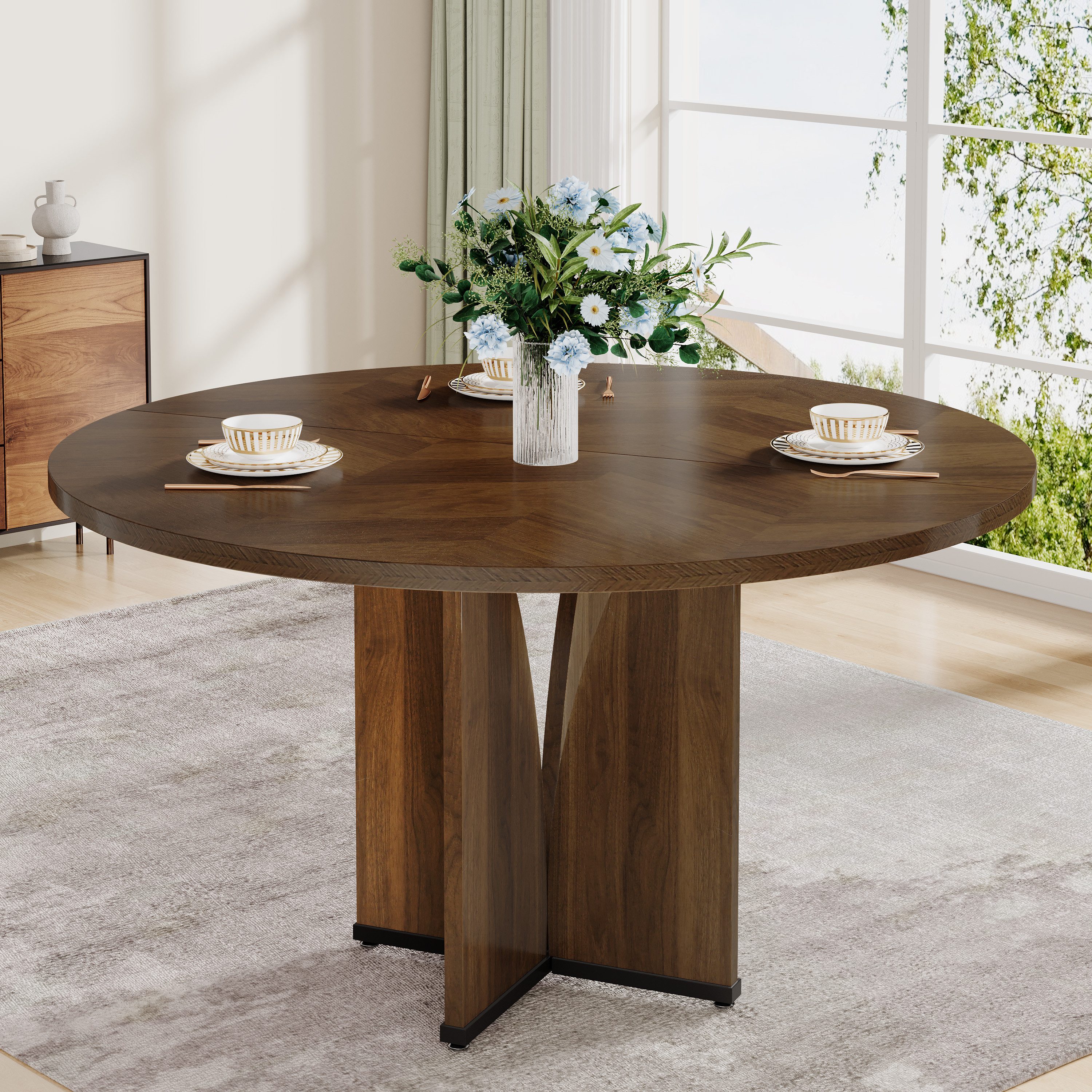 Tribesigns Esstisch Runder Esstisch 100 cm, Holztisch für 4 Personen, Braun günstig online kaufen