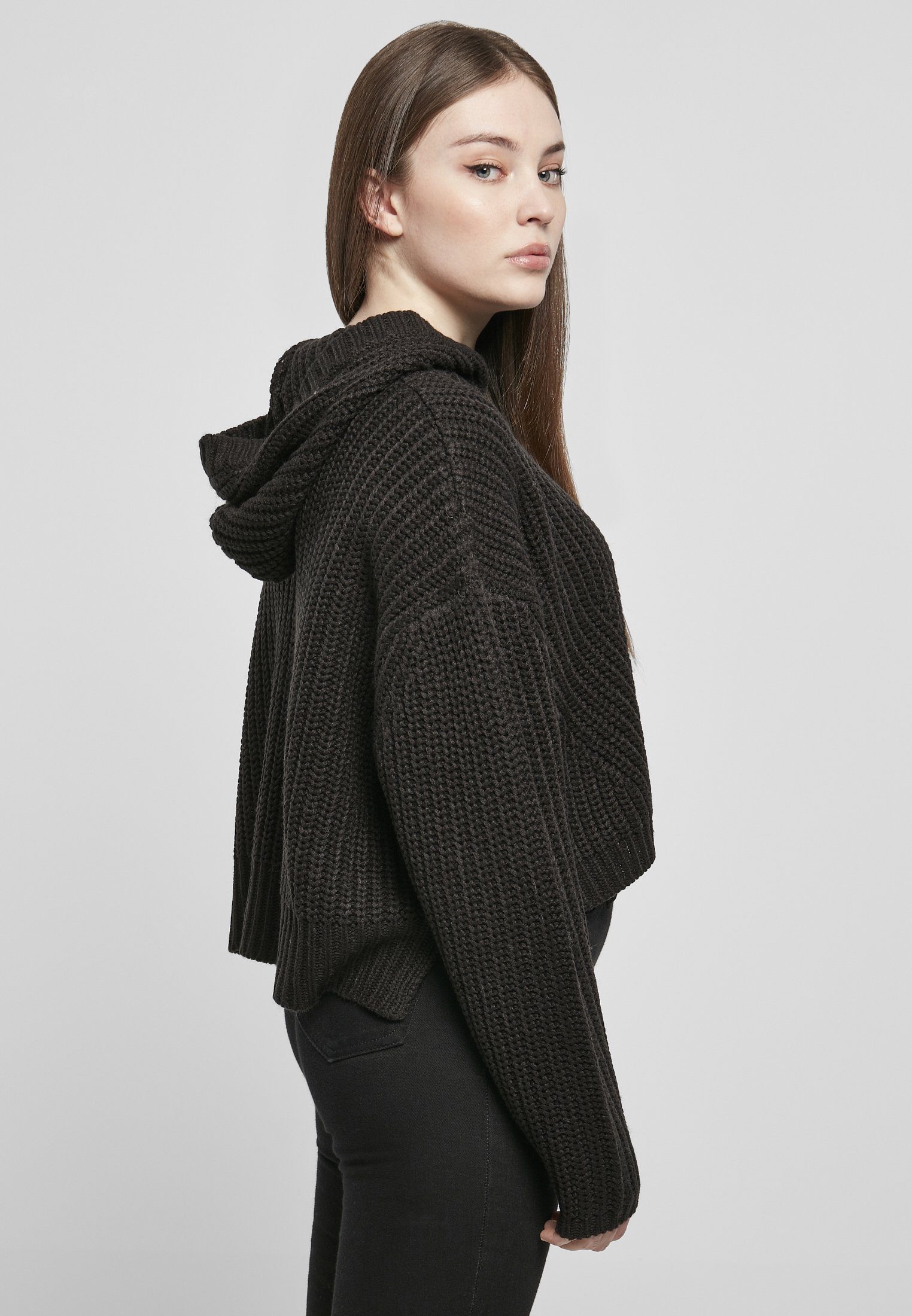 URBAN CLASSICS Kapuzenpullover Hoody Sweater Damen black (1-tlg) Oversized Ladies