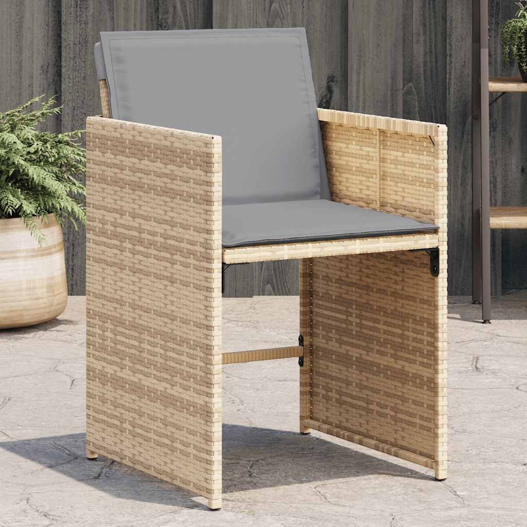vidaXL Gartenstuhl Gartenstühle mit Kissen 4 Stk. Beigemischung Poly Rattan (4 St)
