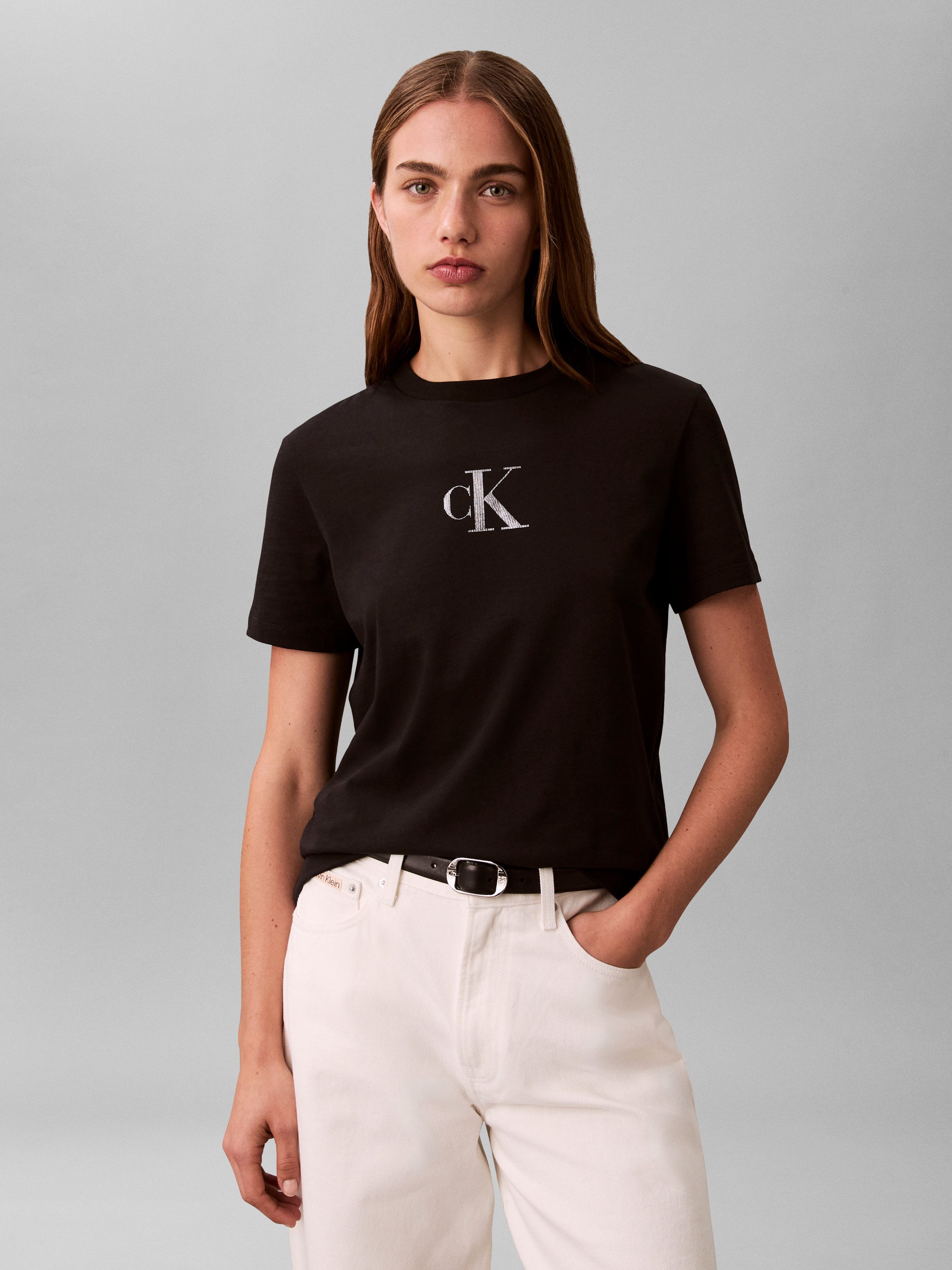 Calvin Klein Jeans T-Shirt Regular Fit, glänzender Logodruck, Rundhalsaussc günstig online kaufen