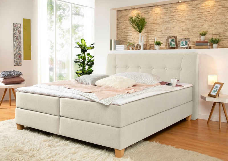 Home affaire Boxspringbett Calloway, inkl. Topper, XXL-Ausführung, in 4 Farben, 5 Breiten, 3 Matratzenarten