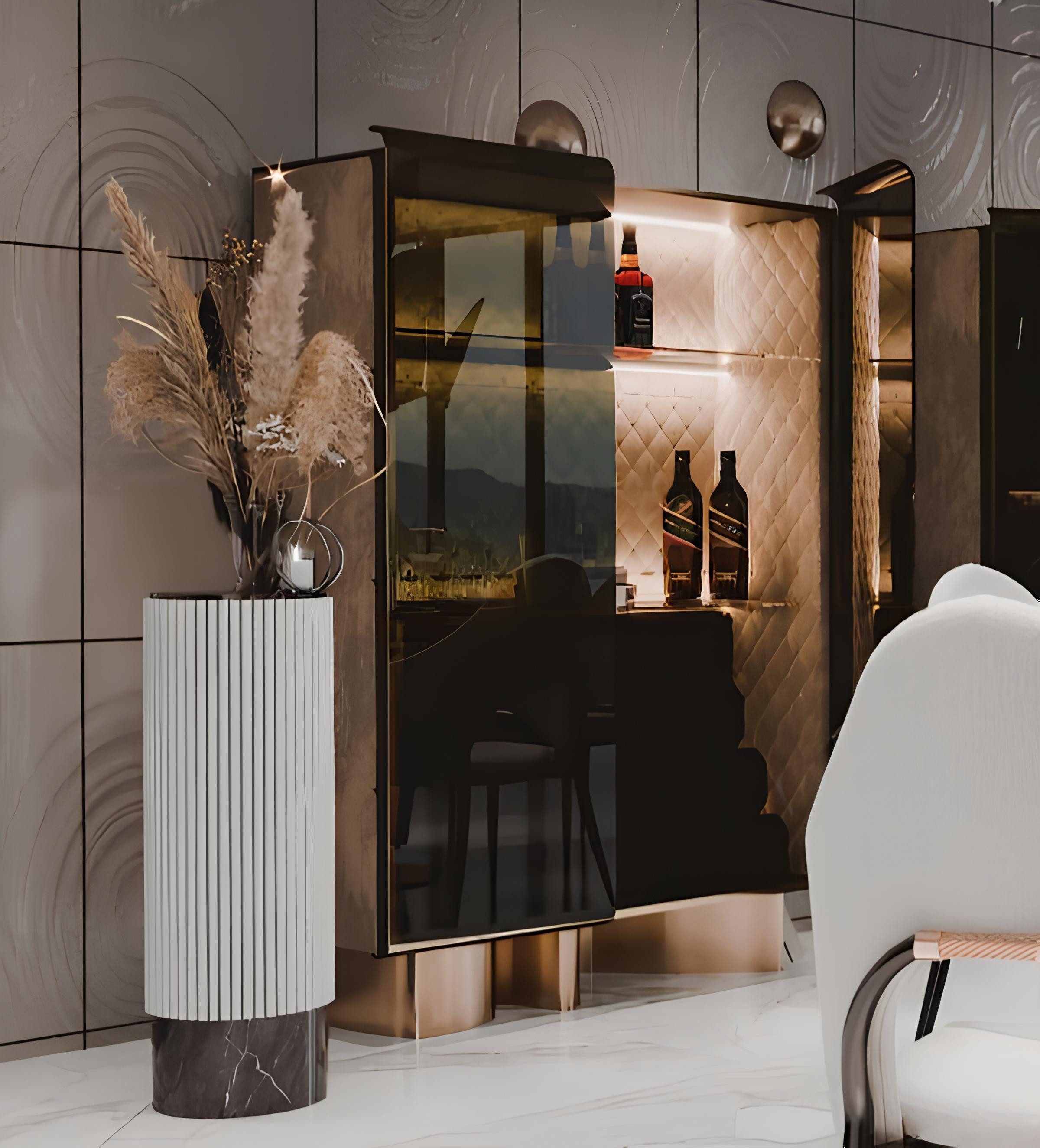 Xlmoebel Vitrine Luxuriöse Glasvitrine in Rot mit Holzrahmen für elegantes Wohnen (Vitrine) Hergestellt in Europa