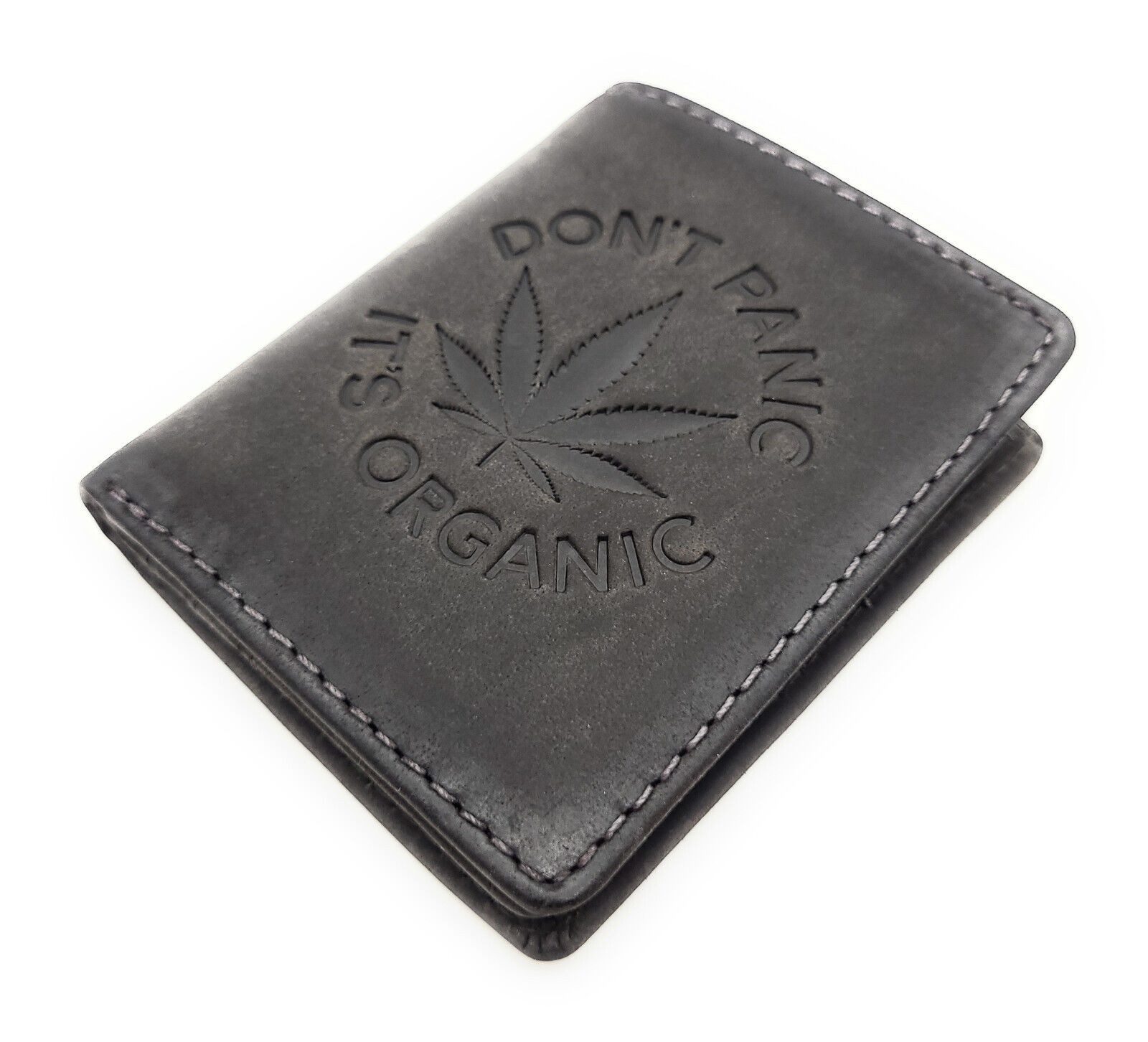 Mini Geldbörse kleines echt Leder Portemonnaie mit RFID Schutz Cannabisblatt Weed