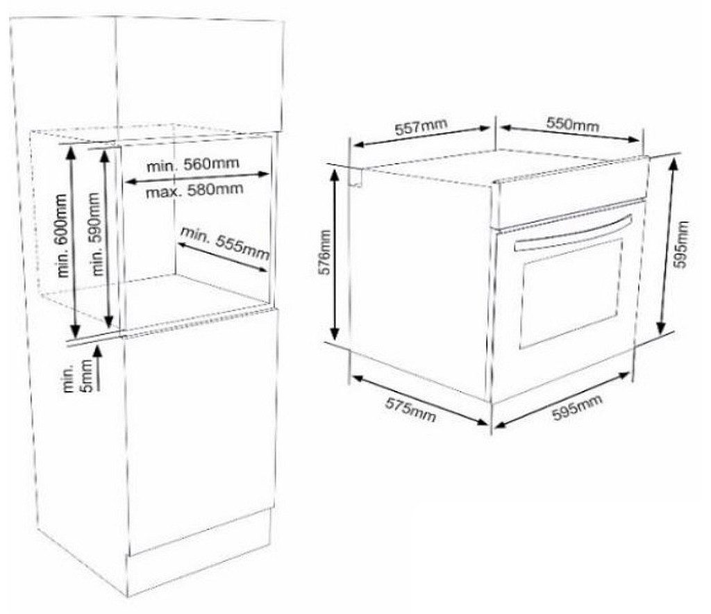 VESTEL Backofen Teleskopauszug 2-fach Timer Hot Air Shield VEB24056, mit 2-fach Teilauszug
