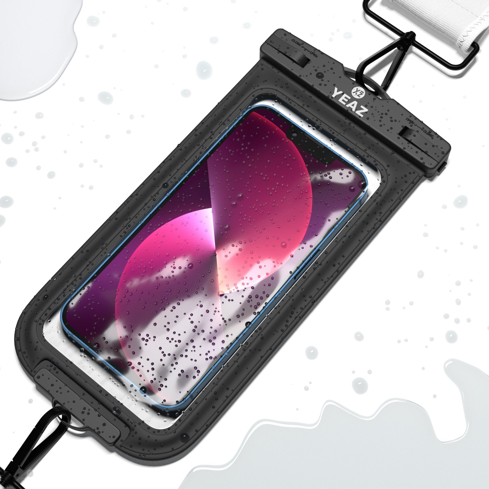 YEAZ Case zum Umhängen OCEAN SHOT Neopren-Gurt mit Handytasche, Neopren-Gurt mit Handytasche