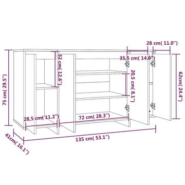 vidaXL Sideboard Sideboard Grau Sonoma 135x41x75 cm Holzwerkstoff (1 St)
