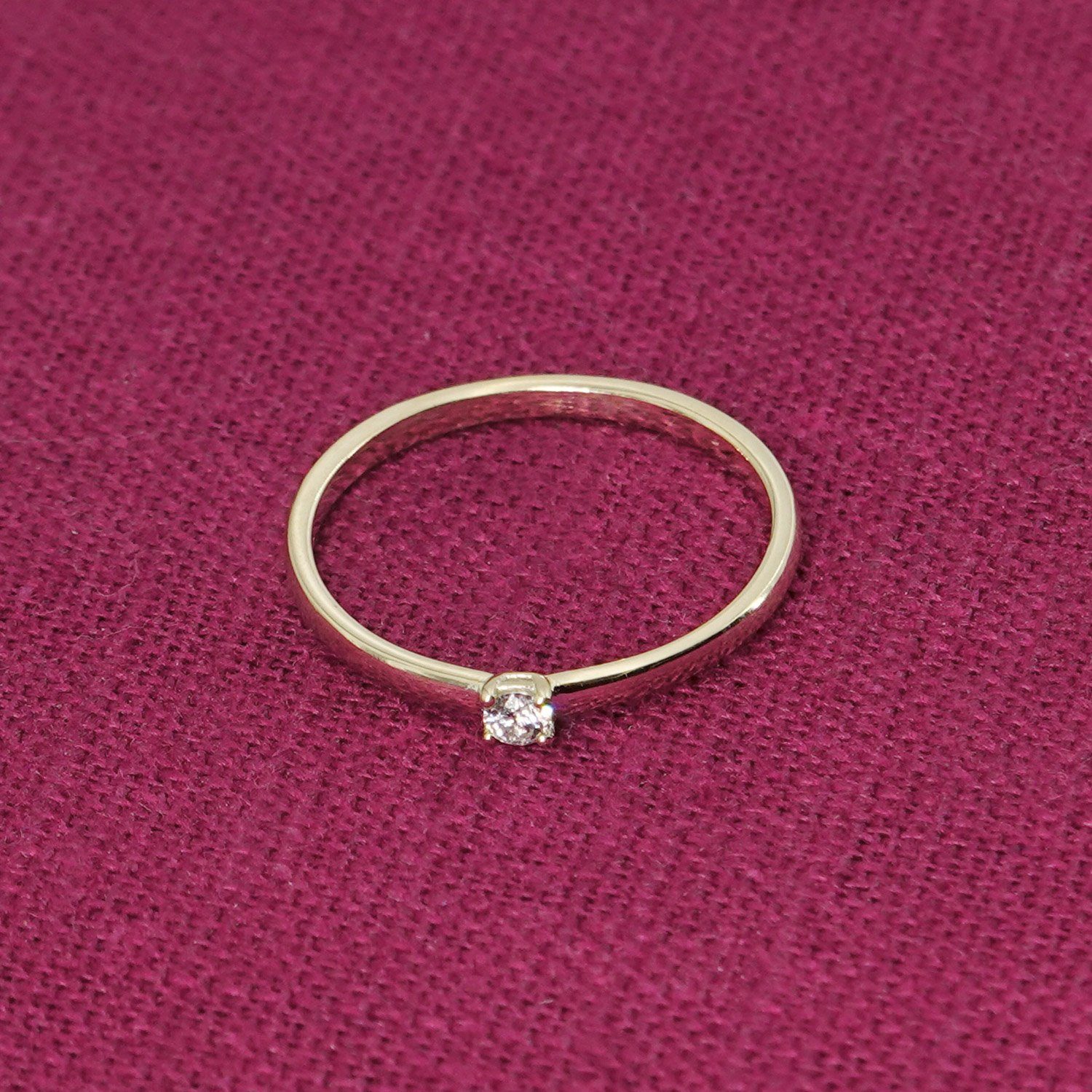trendor Solitärring Damen-DiamantGold 585/14K Brillant 0,06 ct