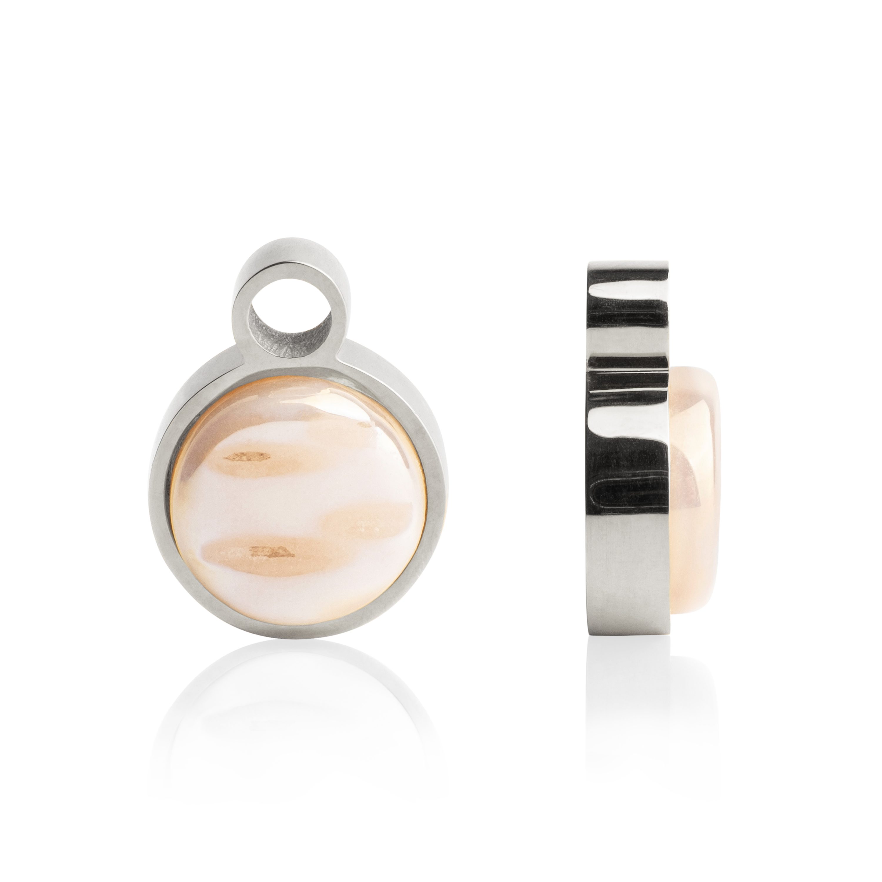 ALEXASCHA Runder Anhänger Anhänger für Creolen mit 2mm ⌀ • Mix & Match Perlmutt Charms aus Glas