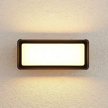 Lucande LED Außen-Wandleuchte Babet, LED-Leuchtmittel fest verbaut, warmweiß, Modern, Aluminium, Polycarbonat, anthrazit, weiß, 1 flammig, inkl.